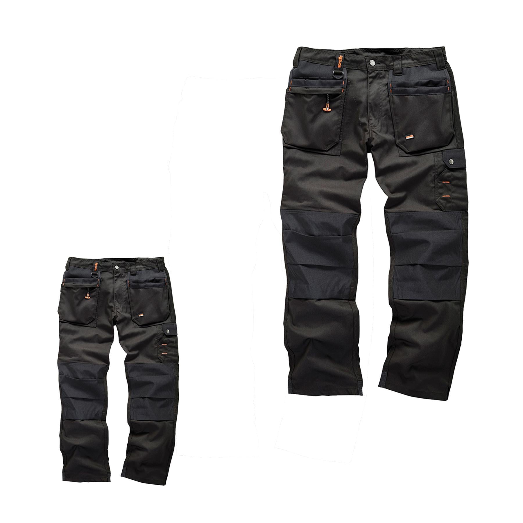 Scruffs WORKER PLUS Work Trousers Black Trade Hardwearing Combat Cargo Size 38"L