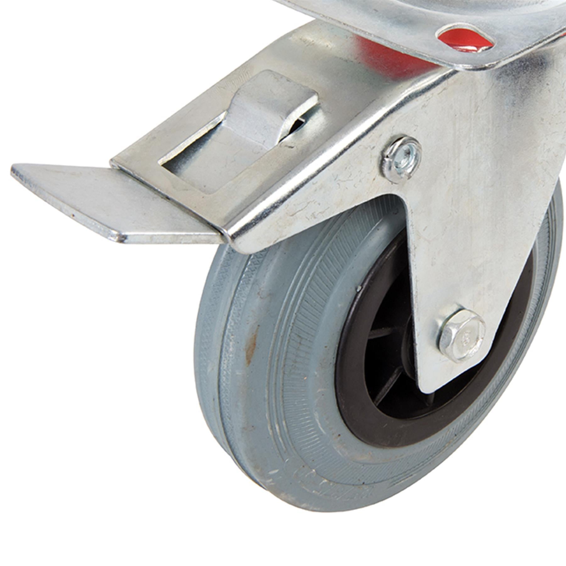 Heavy Duty 125mm Rubber Swivel Castor Wheels Trolley Caster Brake Cyan