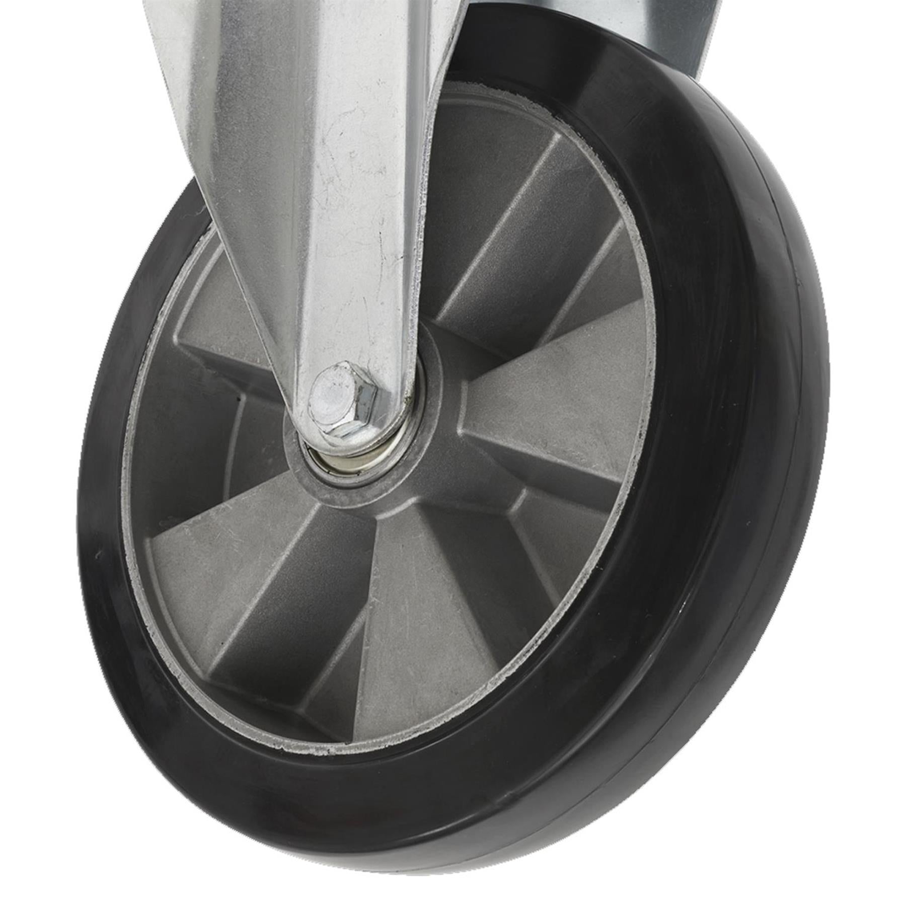 Sealey Heavy-Duty Rubber Castor Wheel Fixed Plate 200mm