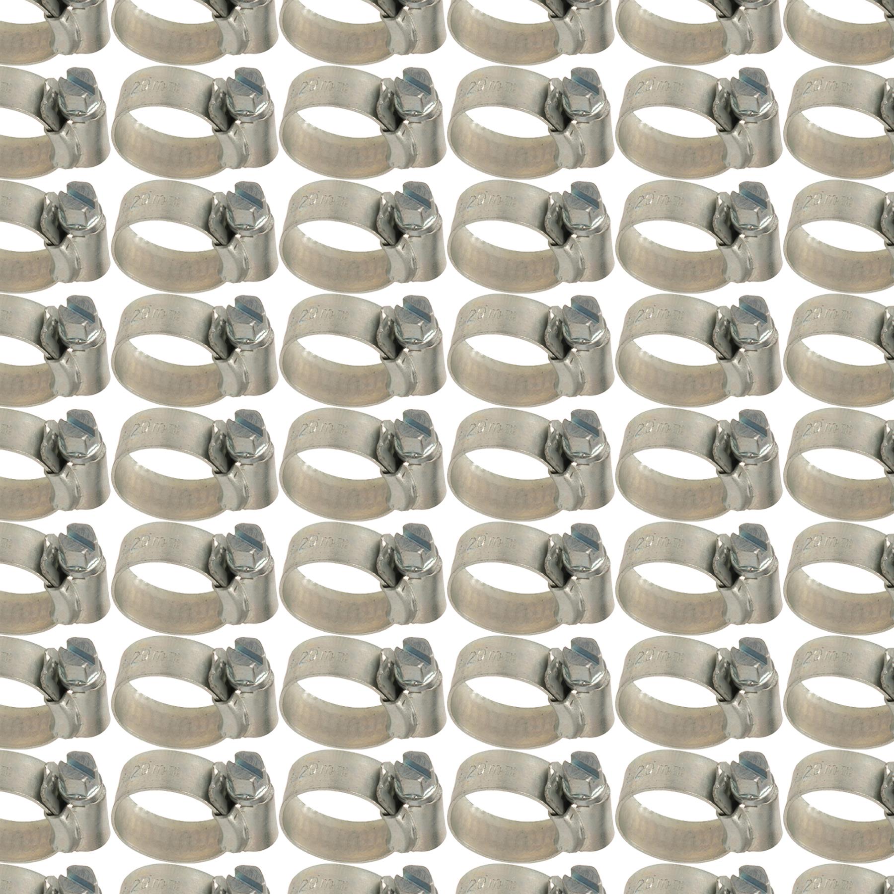 50 x Hose Clips Genuine Worm Drive Fuel Hose Clamps Clips 12 - 20mm