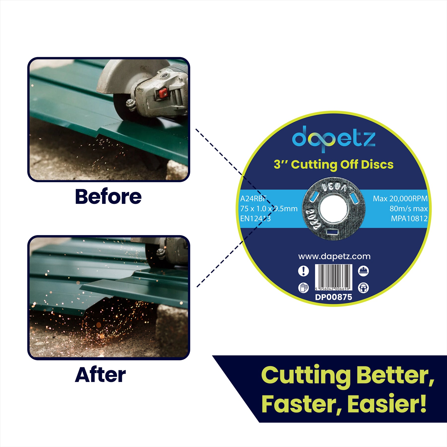 Stainless Steel Thin Metal Cutting Discs 75mm X 1mm For Angle Grinder Pack of 10