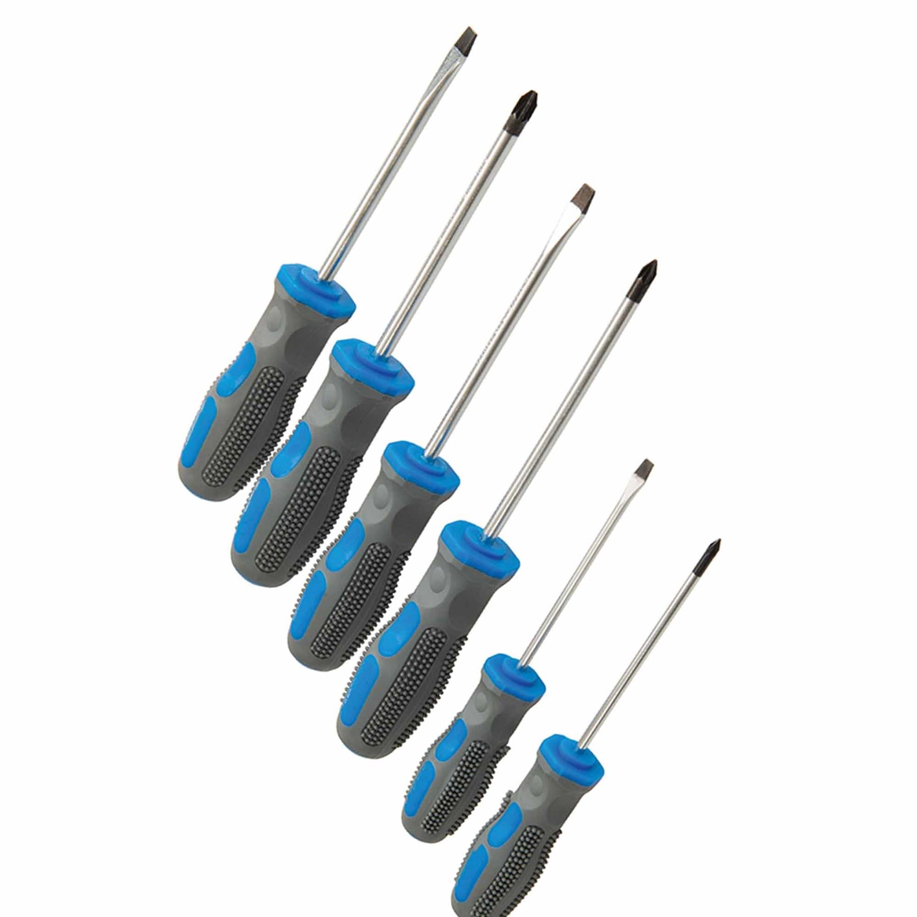 6Pce General Purpose Screwdriver Set Chrome Vanadium Soft-Grip Handles