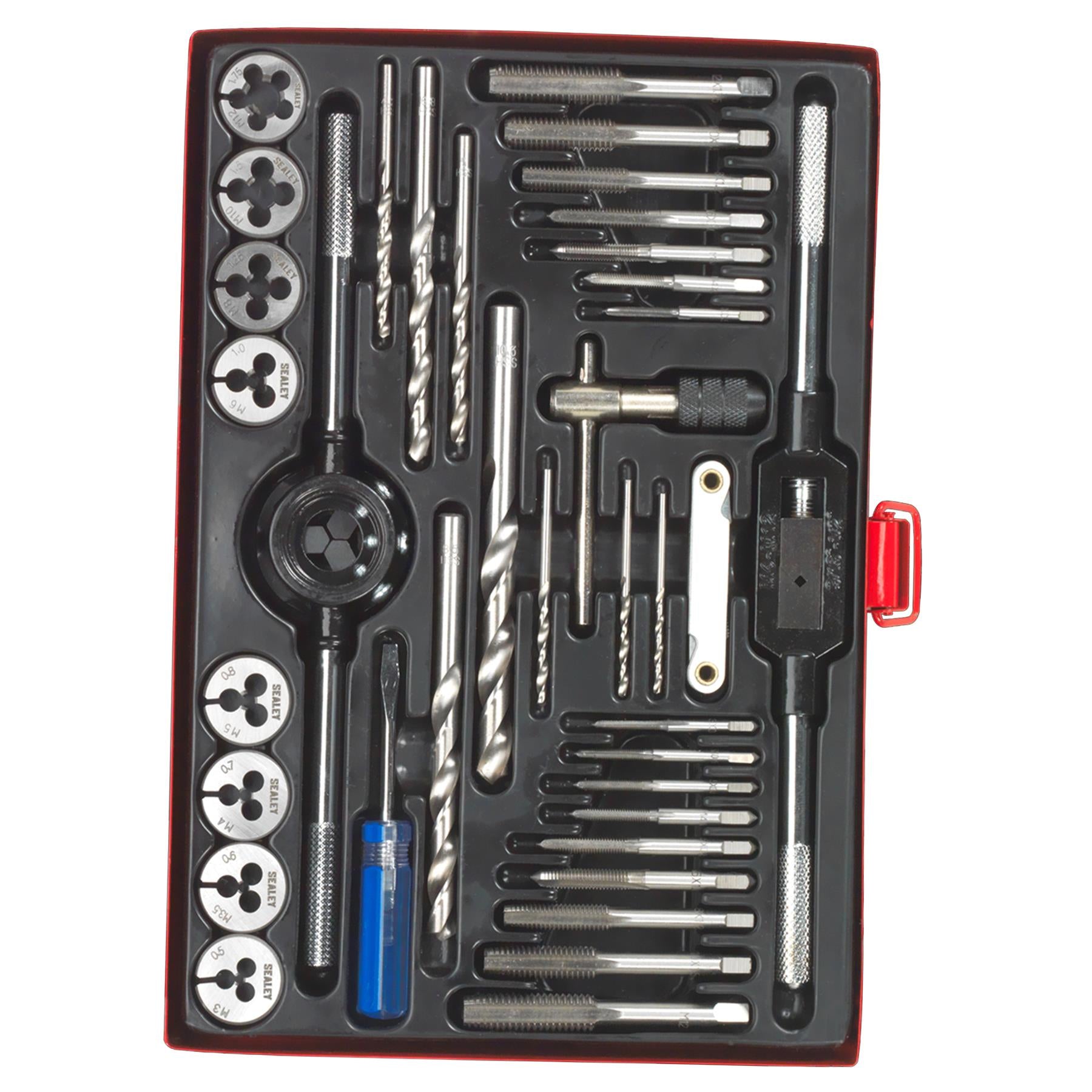 Sealey 37pc Tap and Die Set Split Dies Metric Thread Cutting Tool M3 - M12 Steel