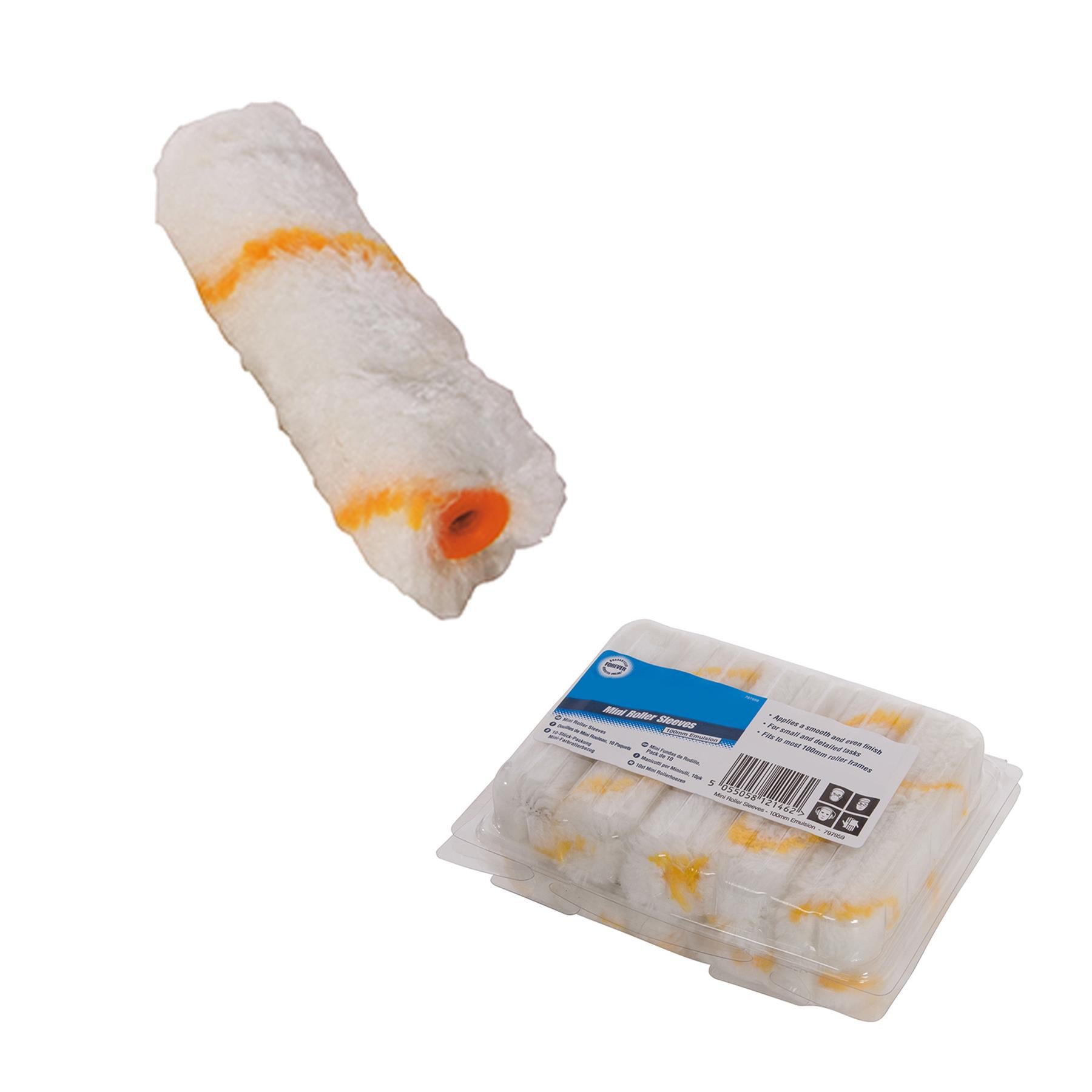 10Pk 100mm Mini Roller Sleeves For Use With Gloss Ideal For Detailed Tasks