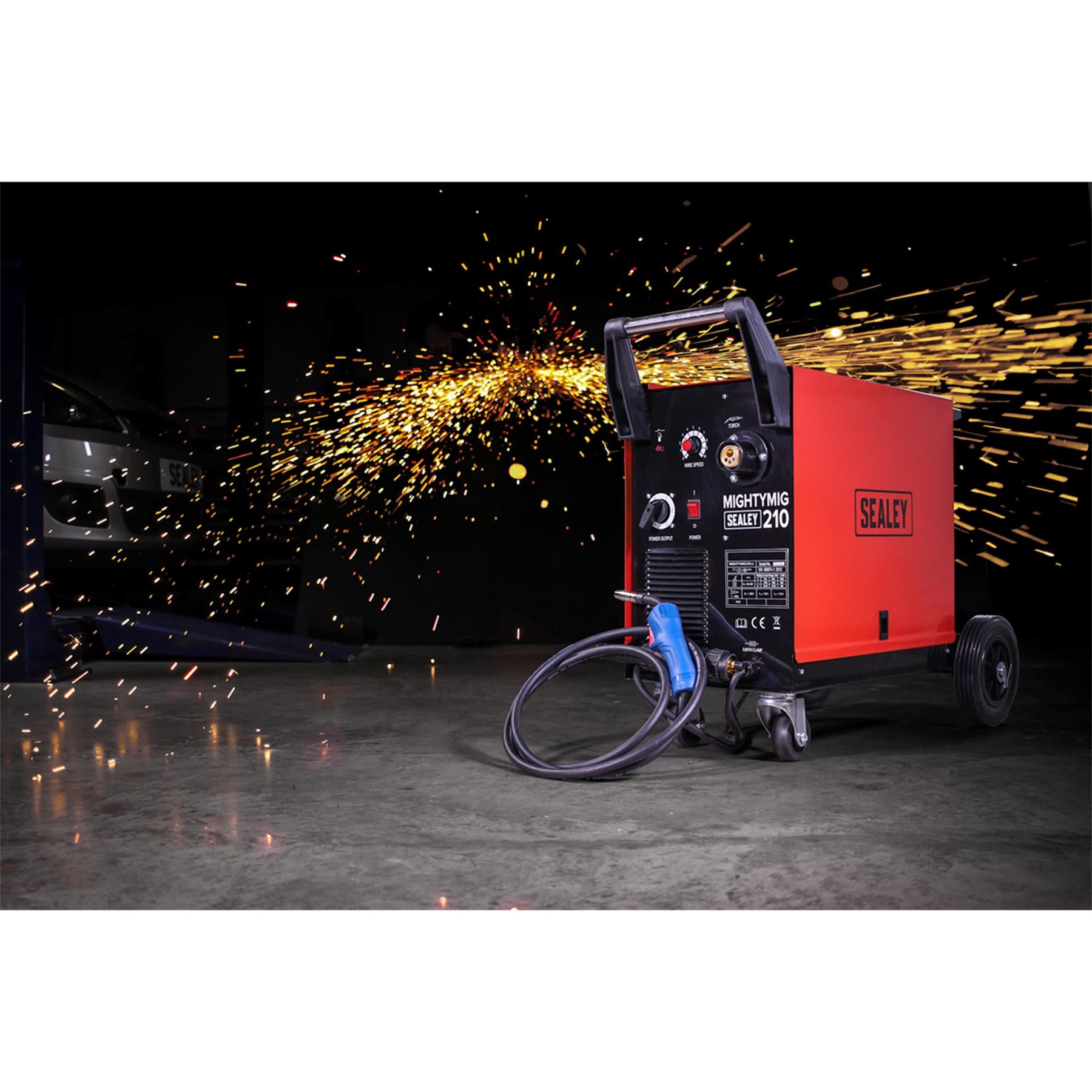 Sealey MIGHTYMIG210 Professional Gas/No-Gas MIG Welder 210A with Euro Torch