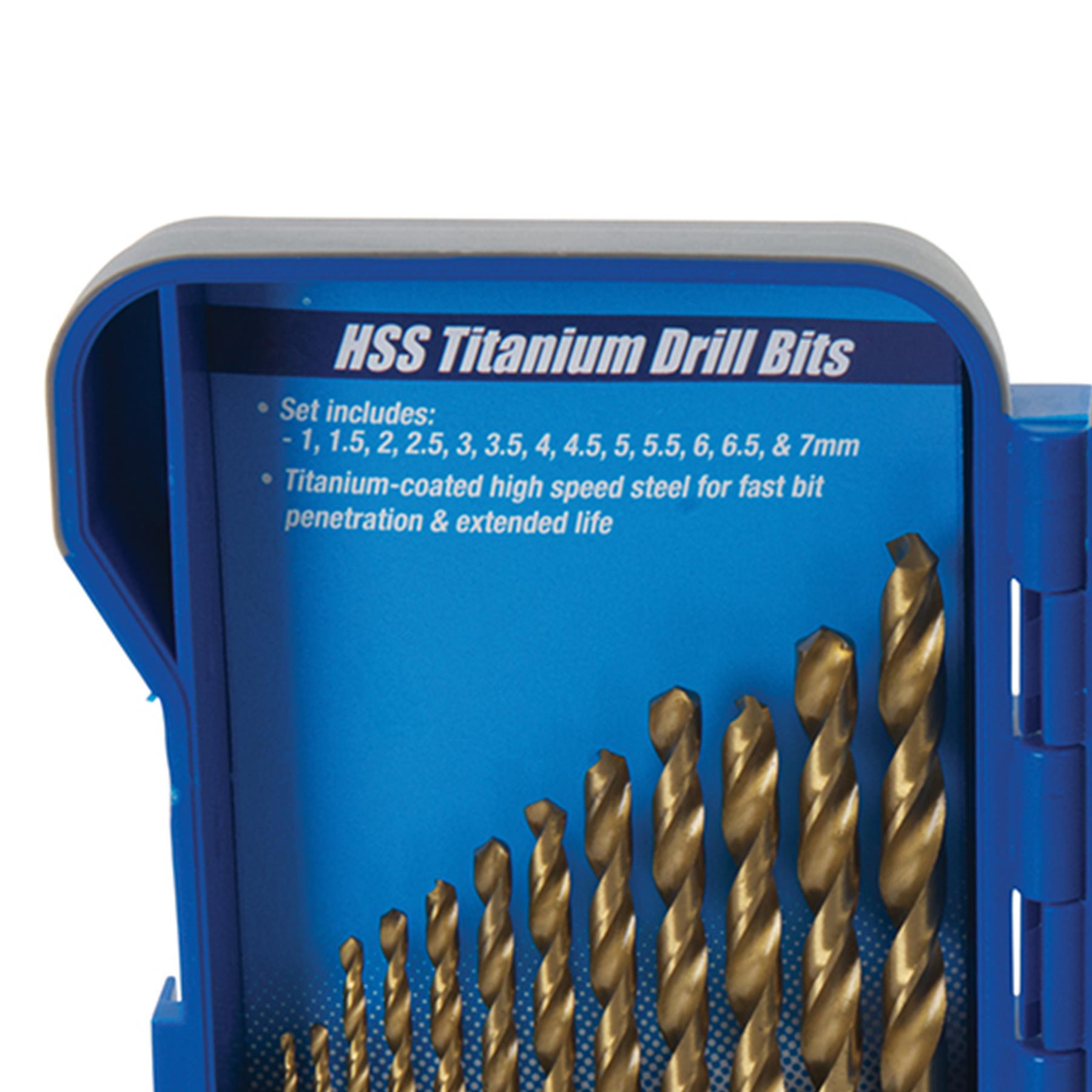 19Pce Titanium-Coated Hss & Masonry Drill Bit Set Professional Hand Tool