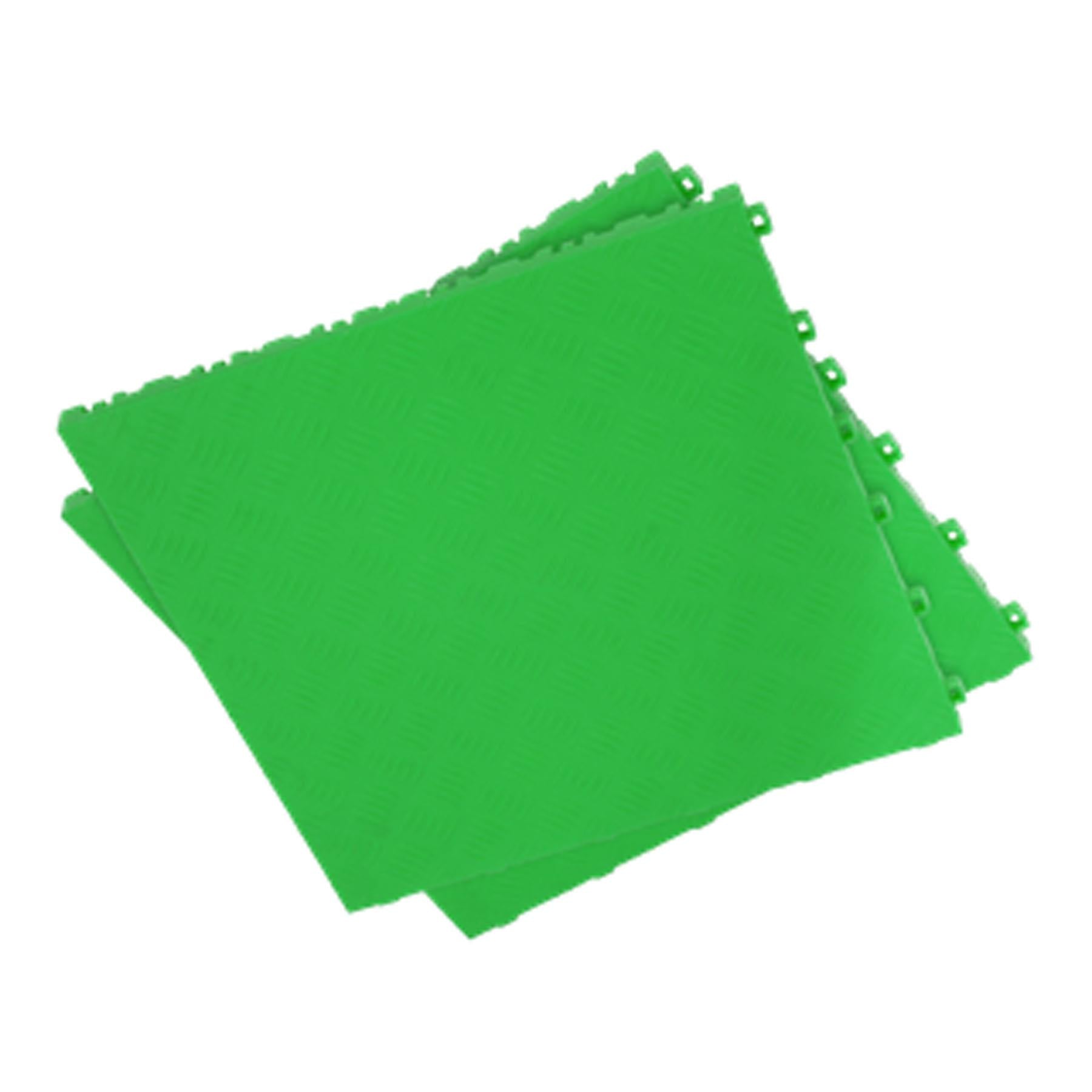 Sealey Polypropylene Floor Tile-Green Treadplate 400x400mm Pk of 9