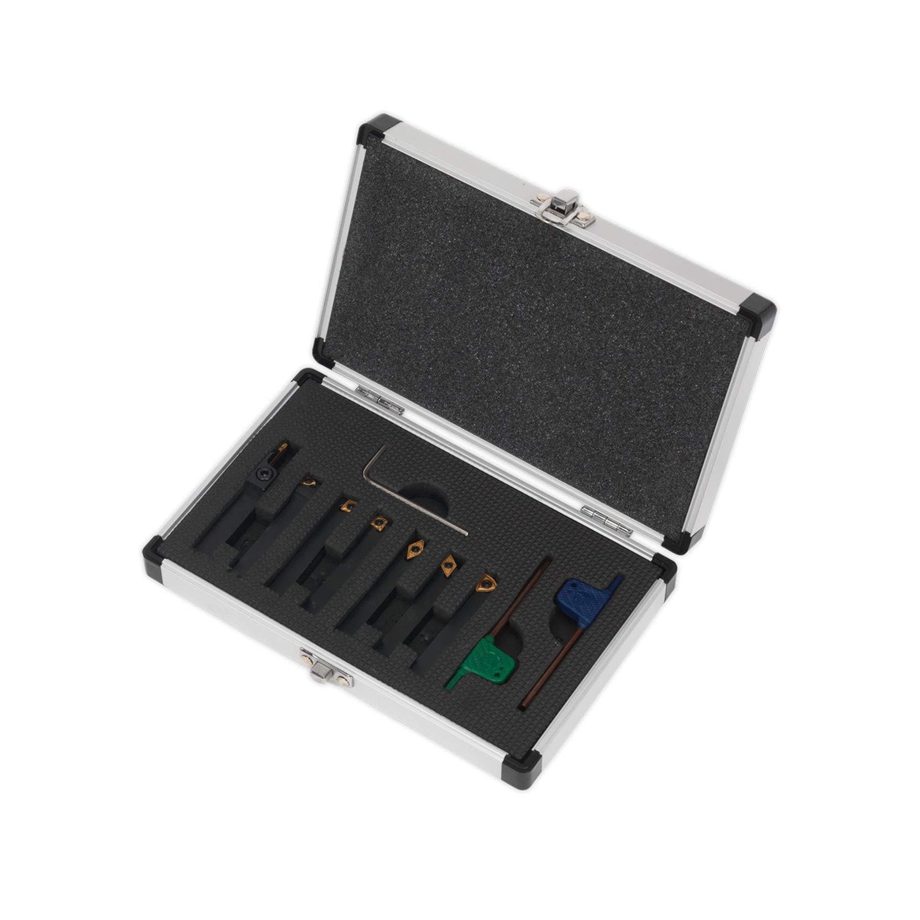 Sealey Indexable 8mm Lathe Turning Tool Set 7pc Profiling Parting Storage Box