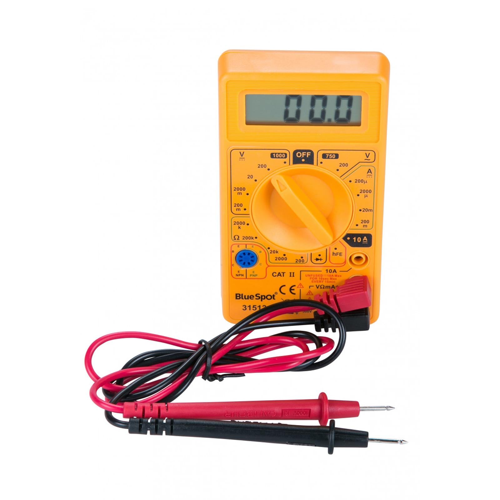 BlueSpot Digital Multi-Meter 9V Circuit Tester AC DC VoltMeter Amp Reader MultiTester