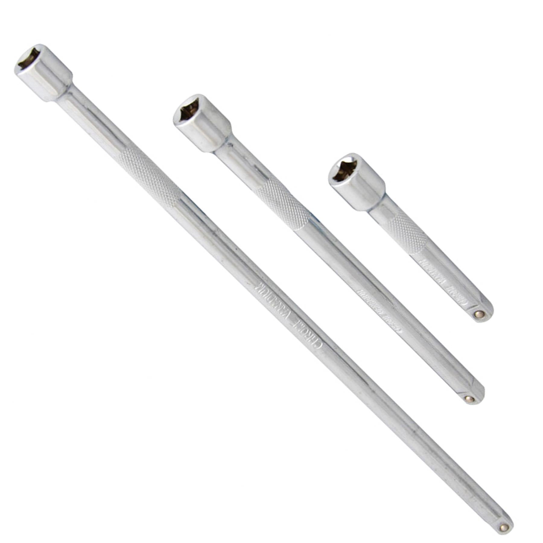 BlueSpot 3pc 1/4" Drive Socket Extension Bar Set 75mm 150mm 250mm Long Reach