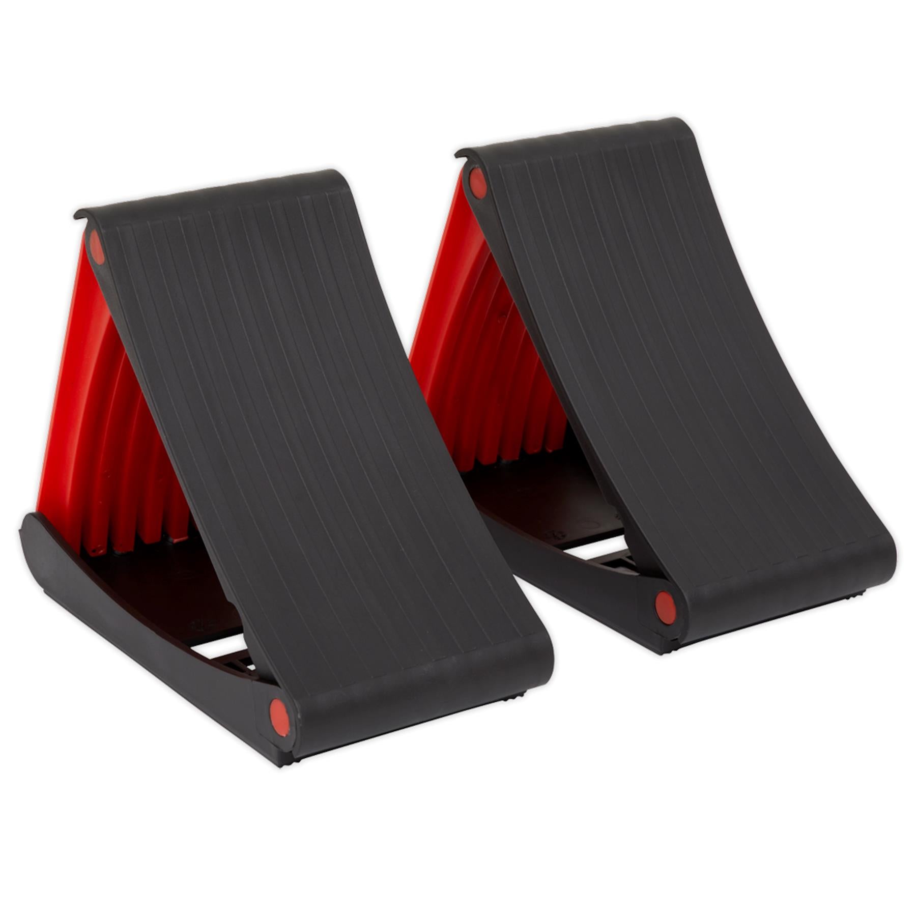 Fold Flat Wheel Chocks Pair Car Van Caravan Emergency Tyre Change Sealey