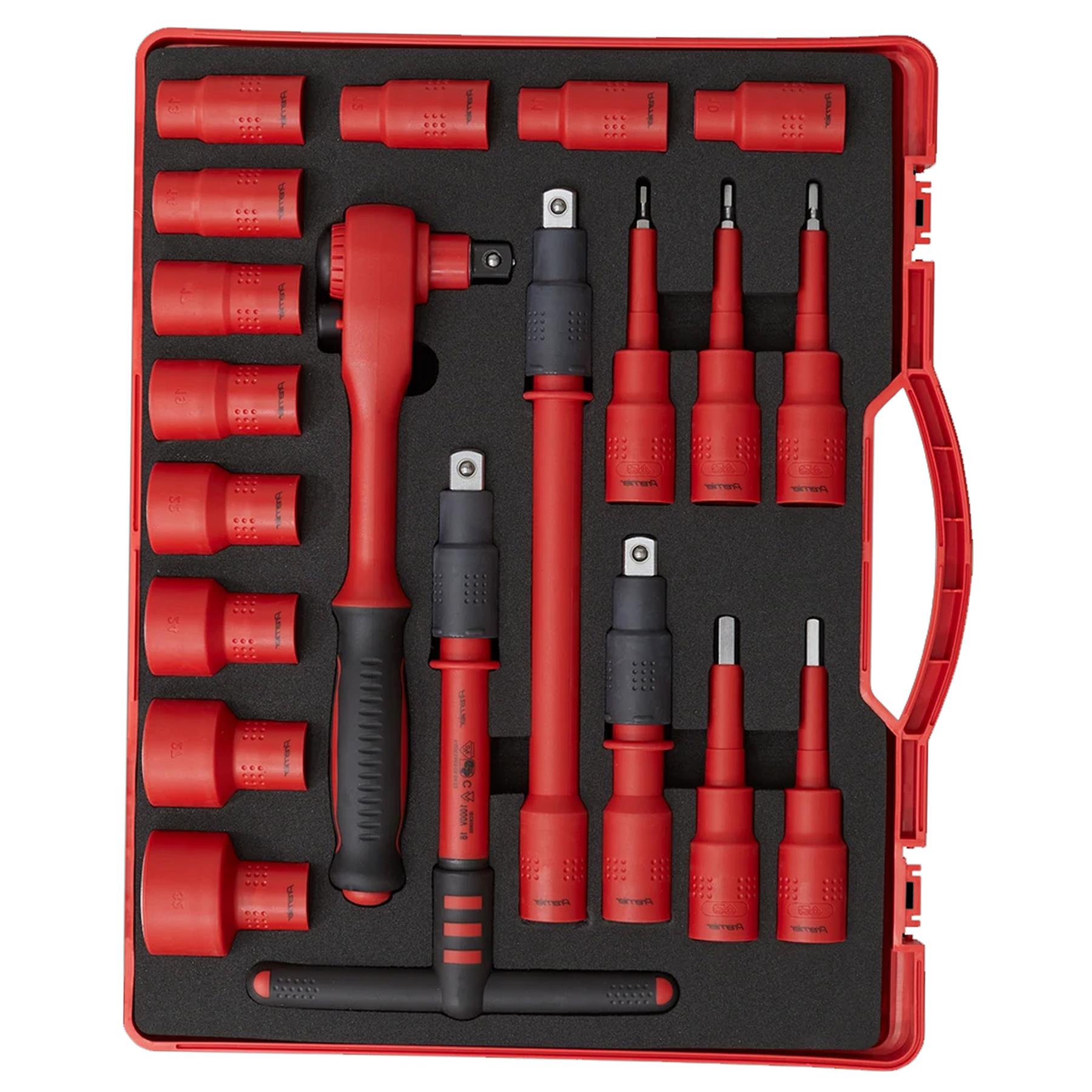 Sealey Insulated Socket Set 20pc 1/2"Sq Dr WallDrive VDE App.