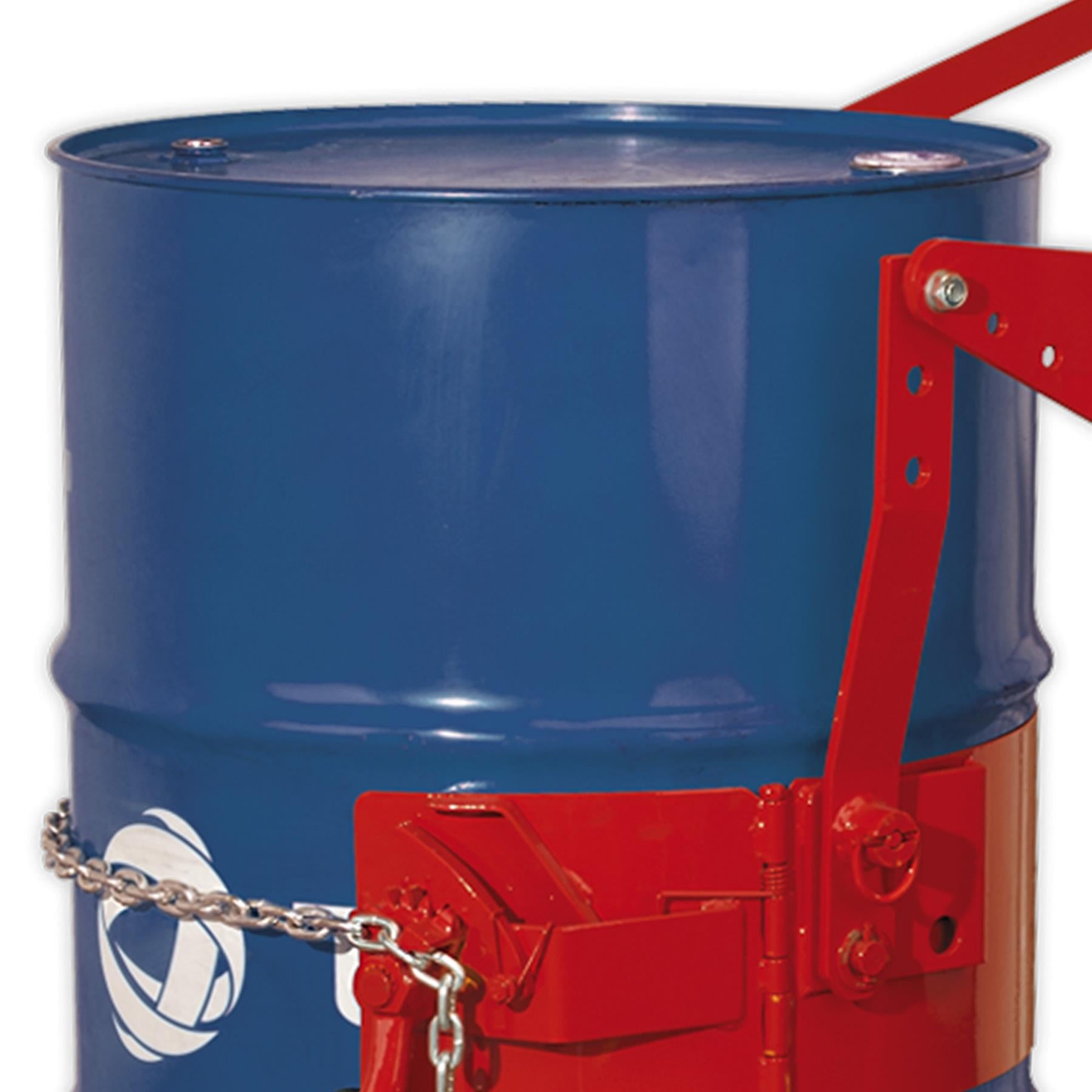 Sealey Mobile Drum Handler 205L Lever handle raises drum