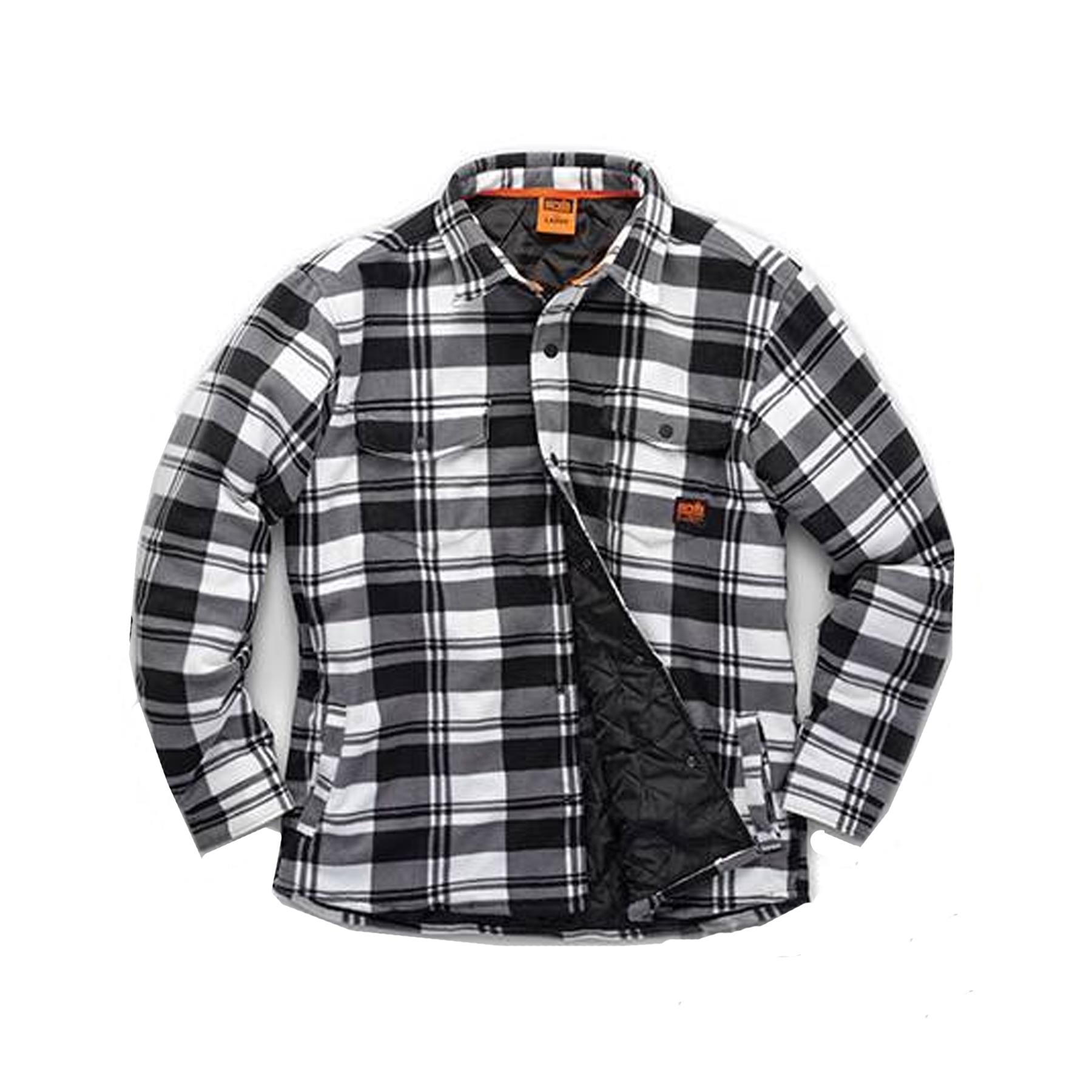 Scruffs T55354 Worker Padded Checked Thick Over Shirt Black and White M