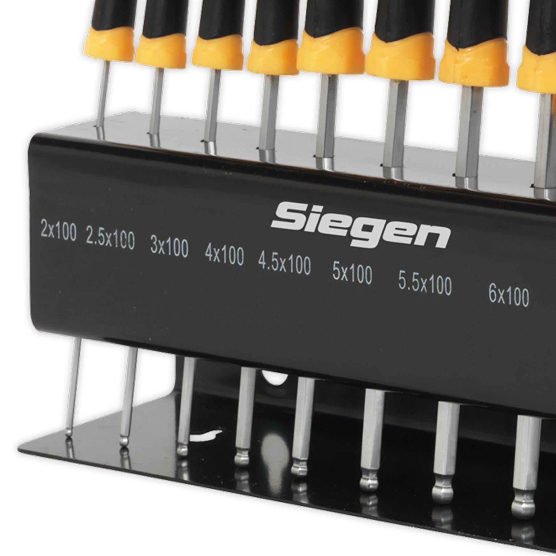Siegen 10pc T-Handle Ball-End Hex Allen Key Set in Metal Stand 2-10mm