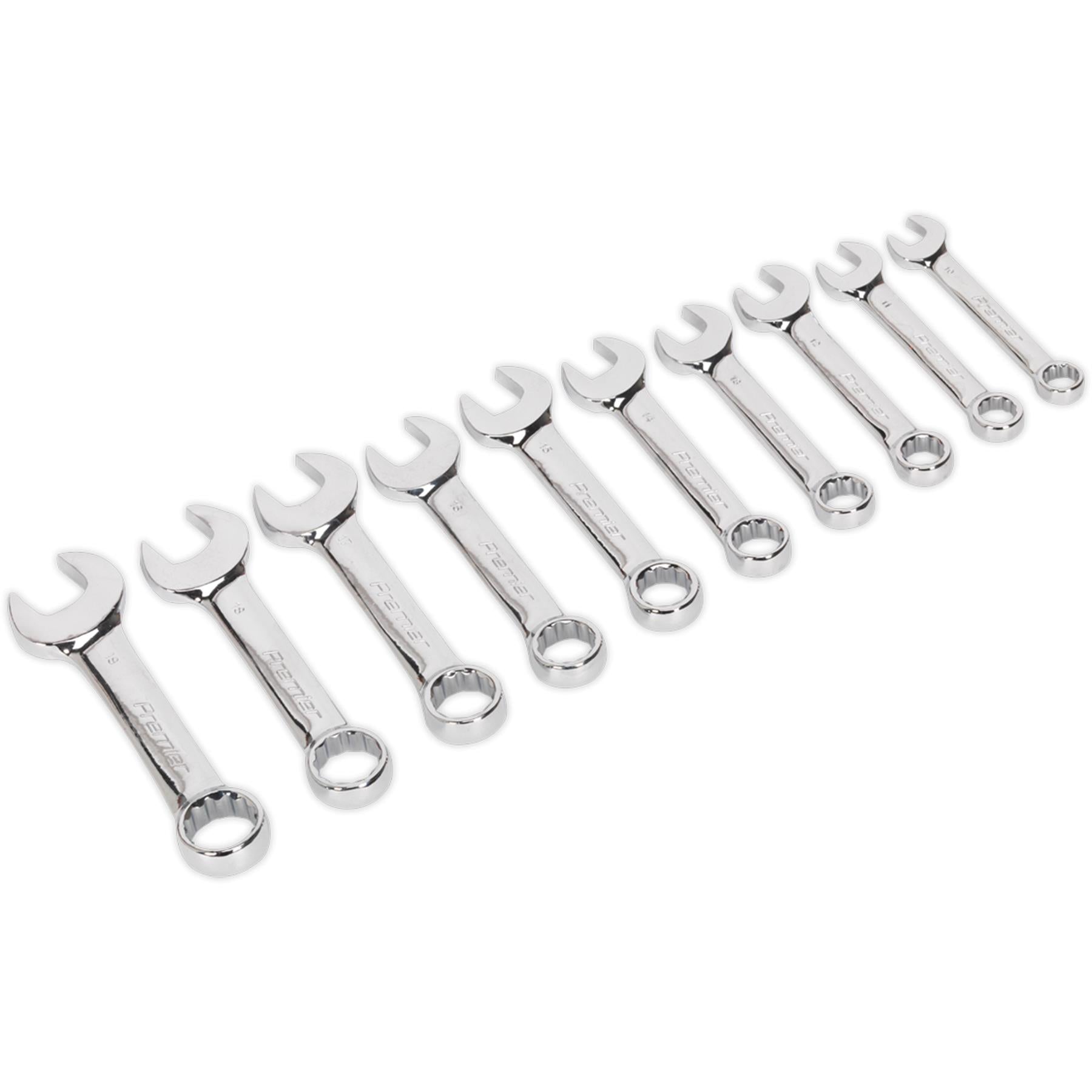 Sealey Combination Spanner Set 10pc Stubby Metric