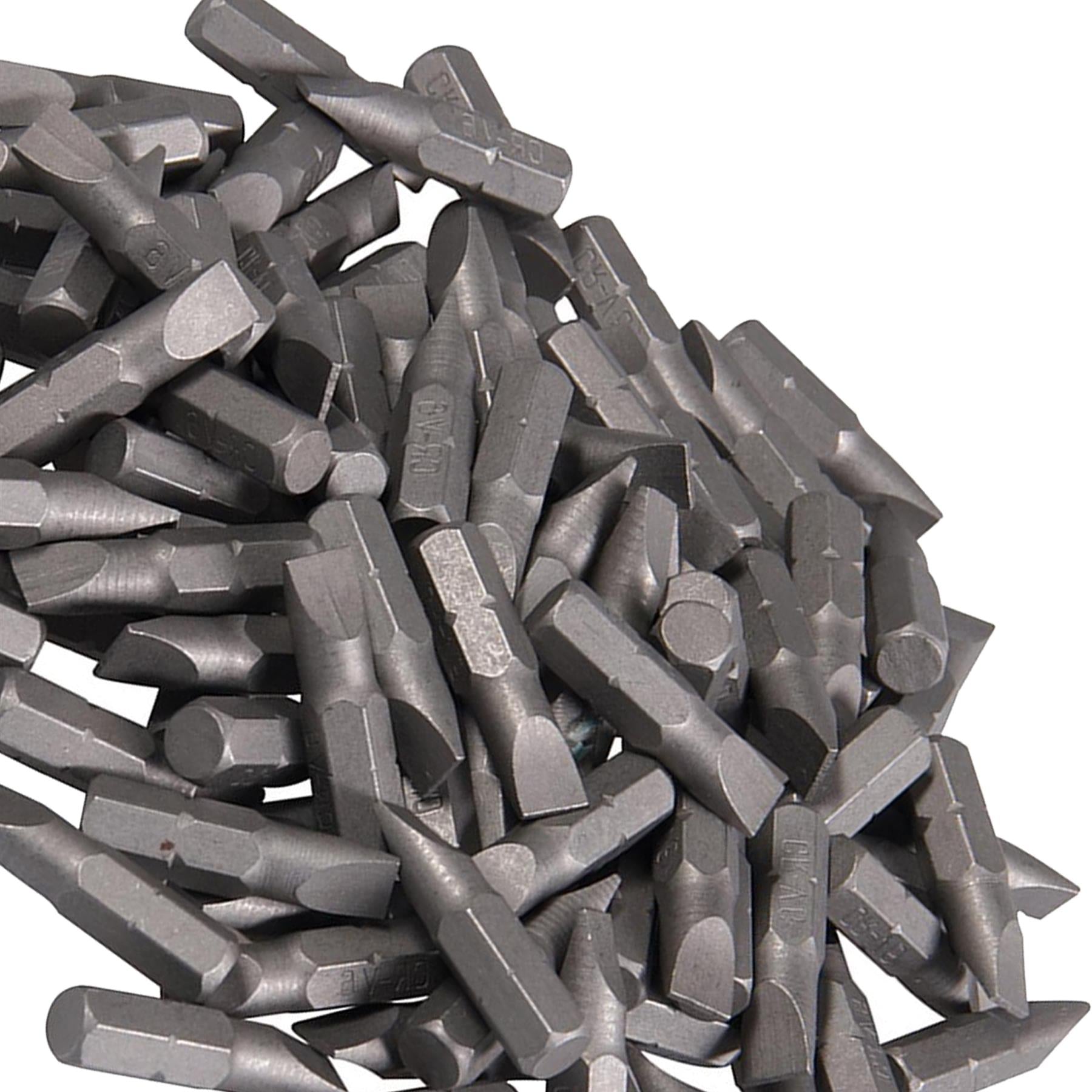 Slotted Screwdriver Bits 6mm CRV Chrome Vanadium Steel 1/4" Hex Drive 100Pcs