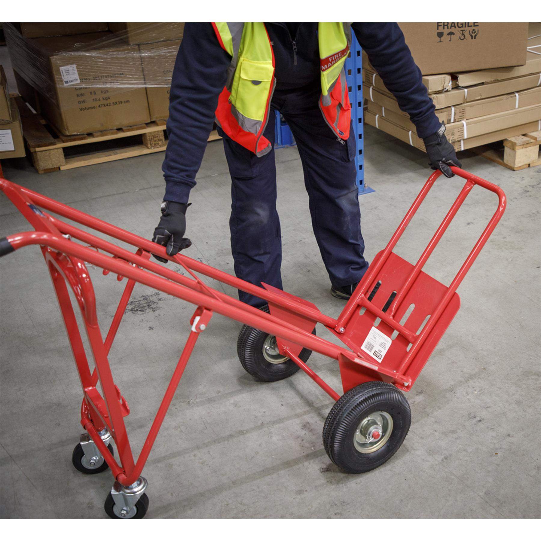 Sealey Sack Truck 3-in-1 with Pneumatic Tyres 250kg Capacity