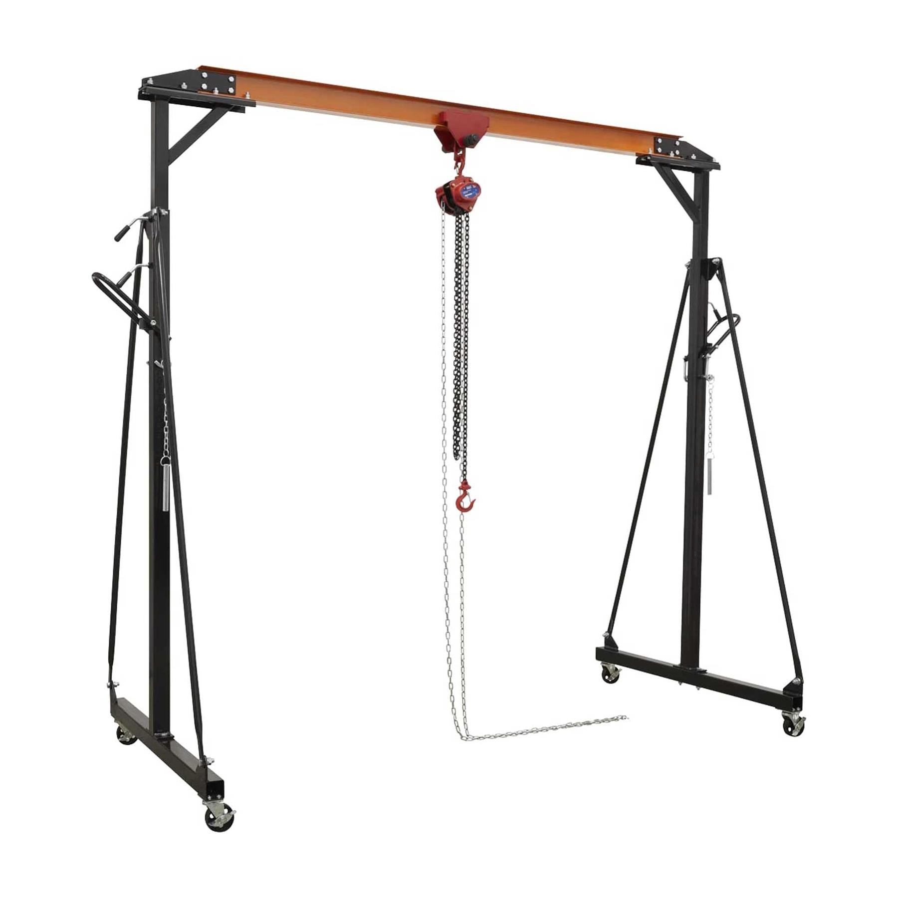 Sealey Portable Lifting Gantry Crane Adjustable 0.5 Tonne & Hoist Combo