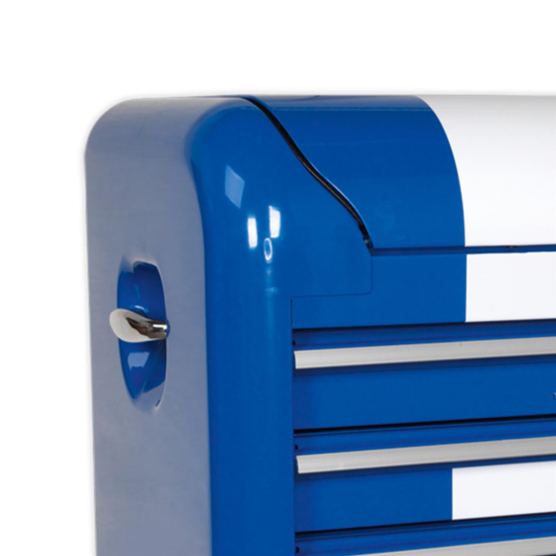 Sealey Topchest 4 Drawer Retro Style - Blue with White Stripes