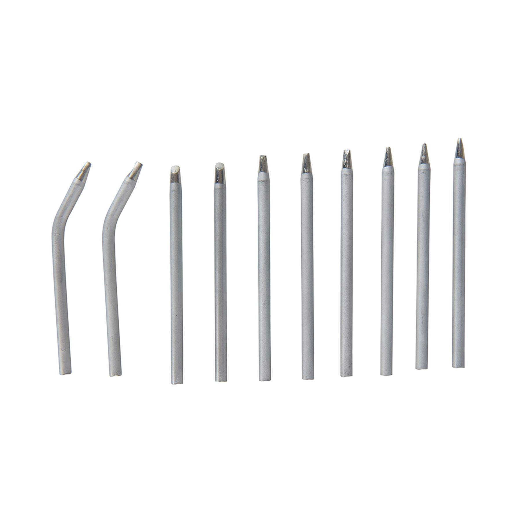 10Pc Soldering Iron Tip Set 3.8mm Diameter Point Chisel Replacement 40W Tip Set