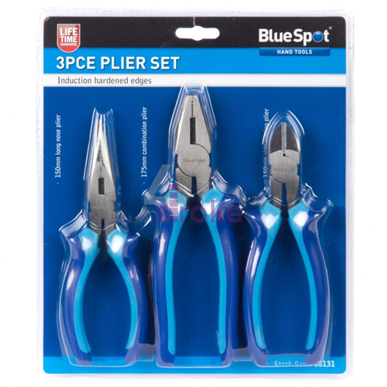BlueSpot 3Pce Plier Set Soft Grip Handle Long Nose Pliers Cutters 150mm