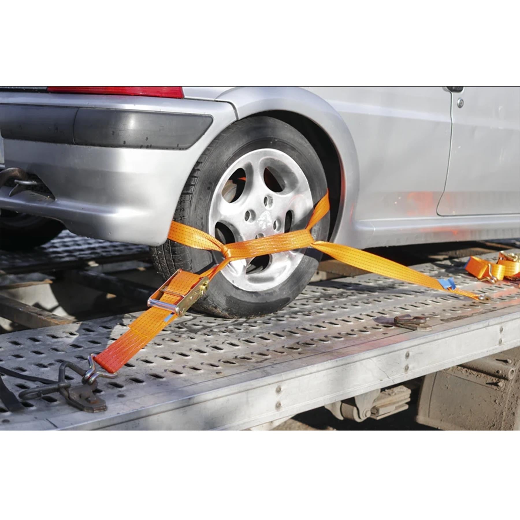 Sealey Car Transporter Ratchet Tie Down 50mm x 3m Alloy Wheel - Single 5000kg Breaking Strength
