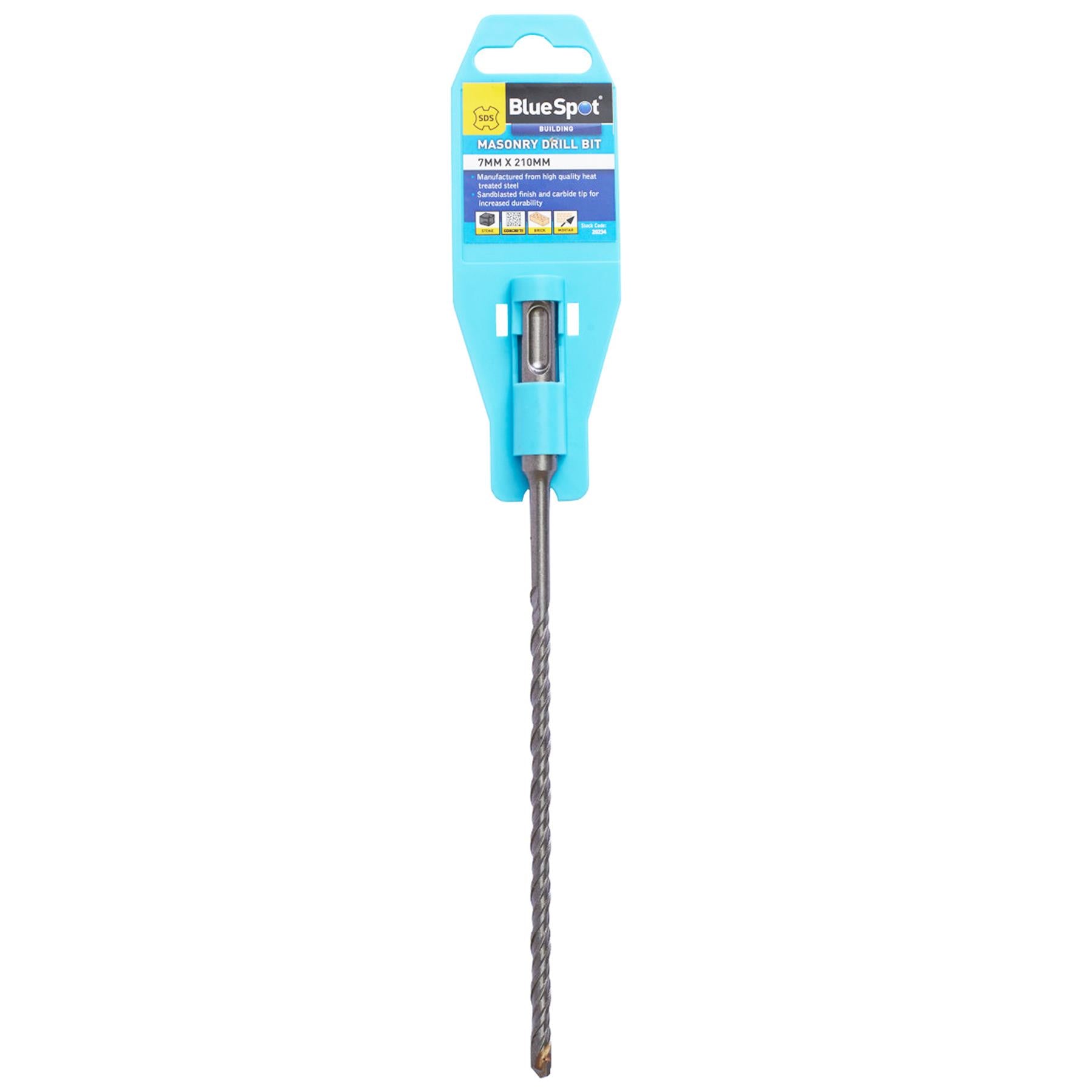BlueSpot SDS Masonry Hammer Drill Bit Brick Concrete Stone 7mm x 210mm