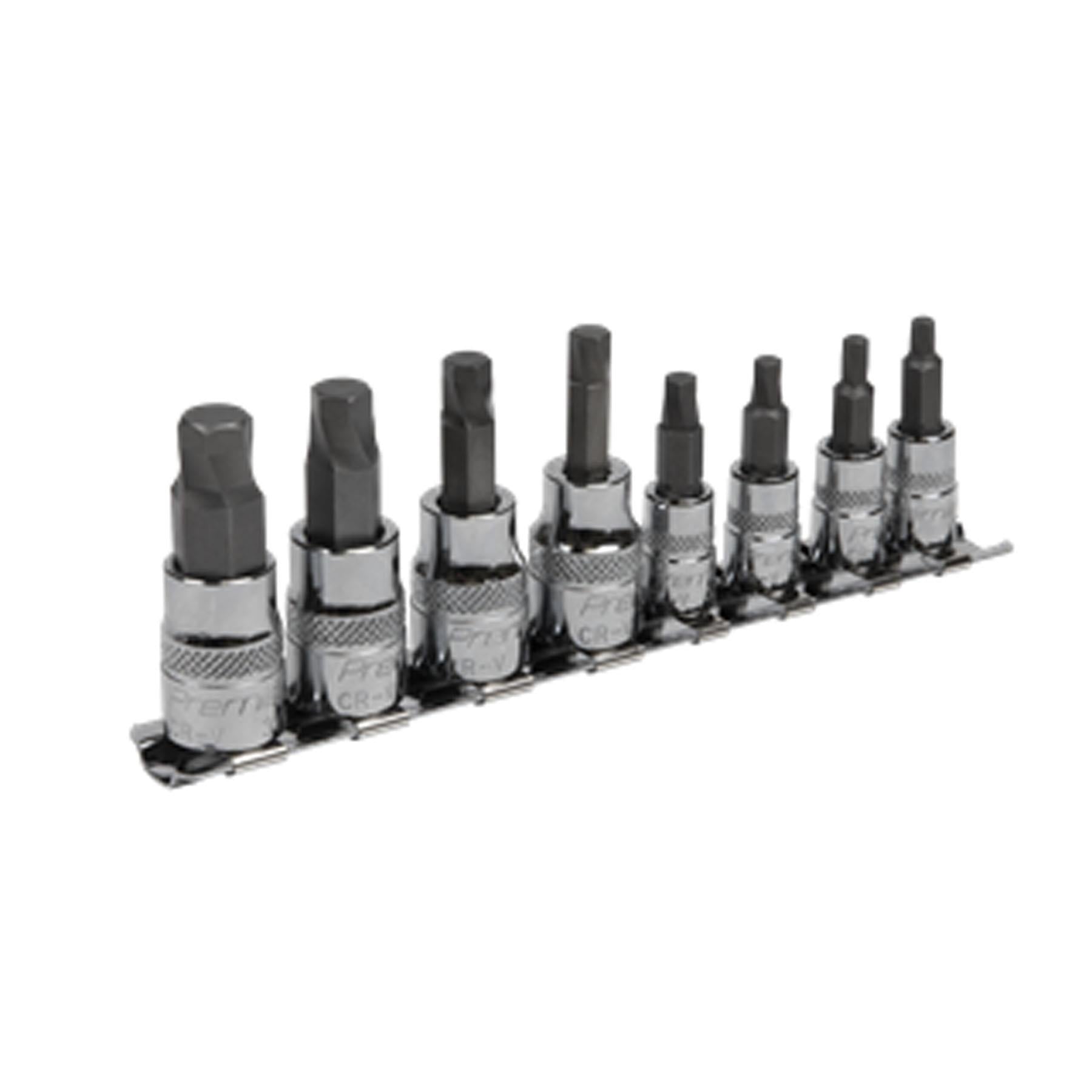 Sealey Hex Socket Bit Set Lock-On 8pc 1/4" & 3/8"Sq Drive Imperial
