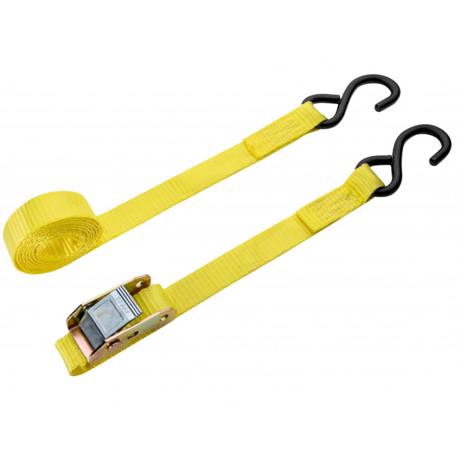 BlueSpot S Hook Cam Buckle (25mm x 2m/6ft) Polyester Webbing With Hooks Tiedown Loads