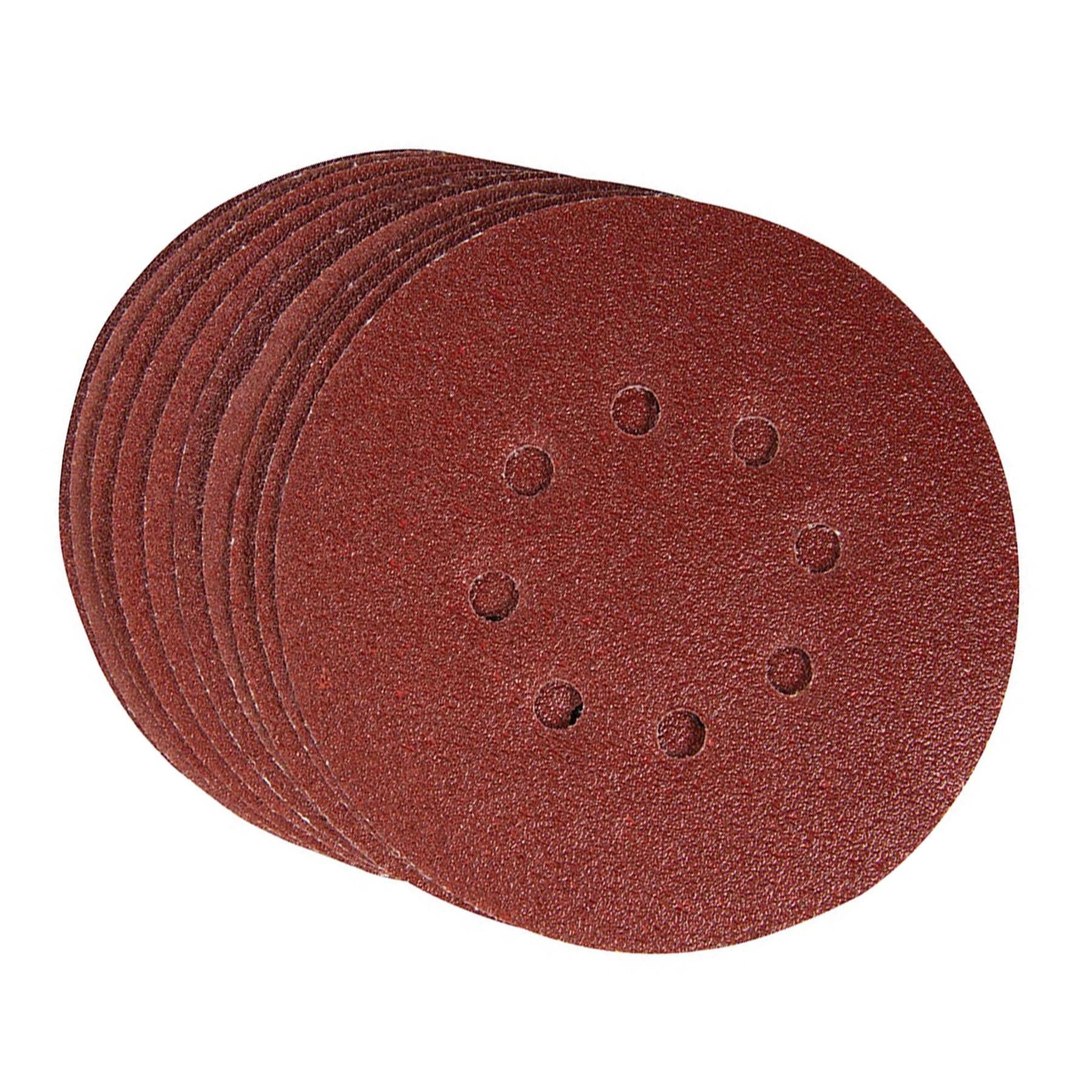Punched Sanding Discs 125mm 10Pk Grit 120 Hook & Loop Aluminium Oxide New