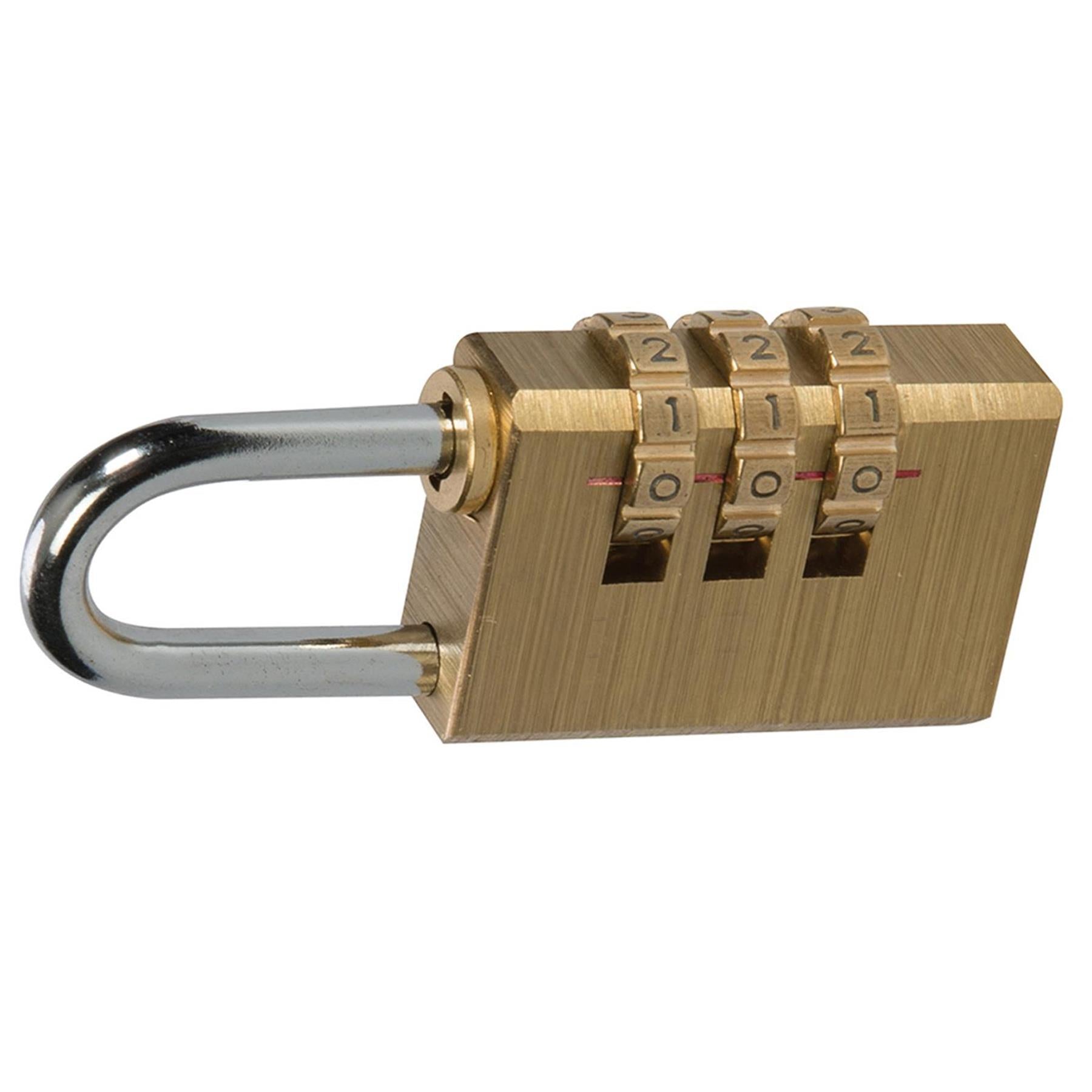 3-Digit Combination Padlock Brass 3-Digit Combination W X H X Th: 28 X 41 X 12mm