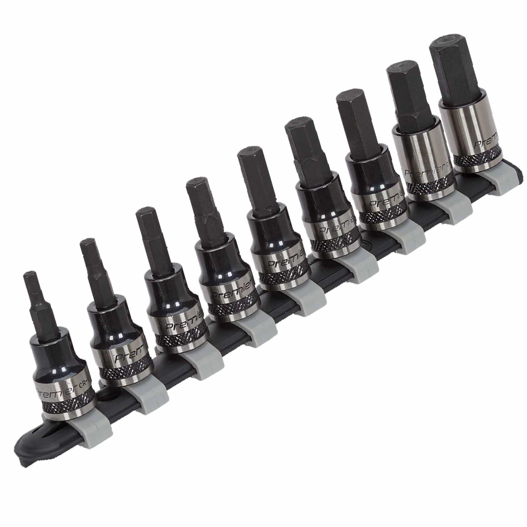 Sealey Hex Key Socket Bit Set 9pc 3/8"Sq Drive Metric Black