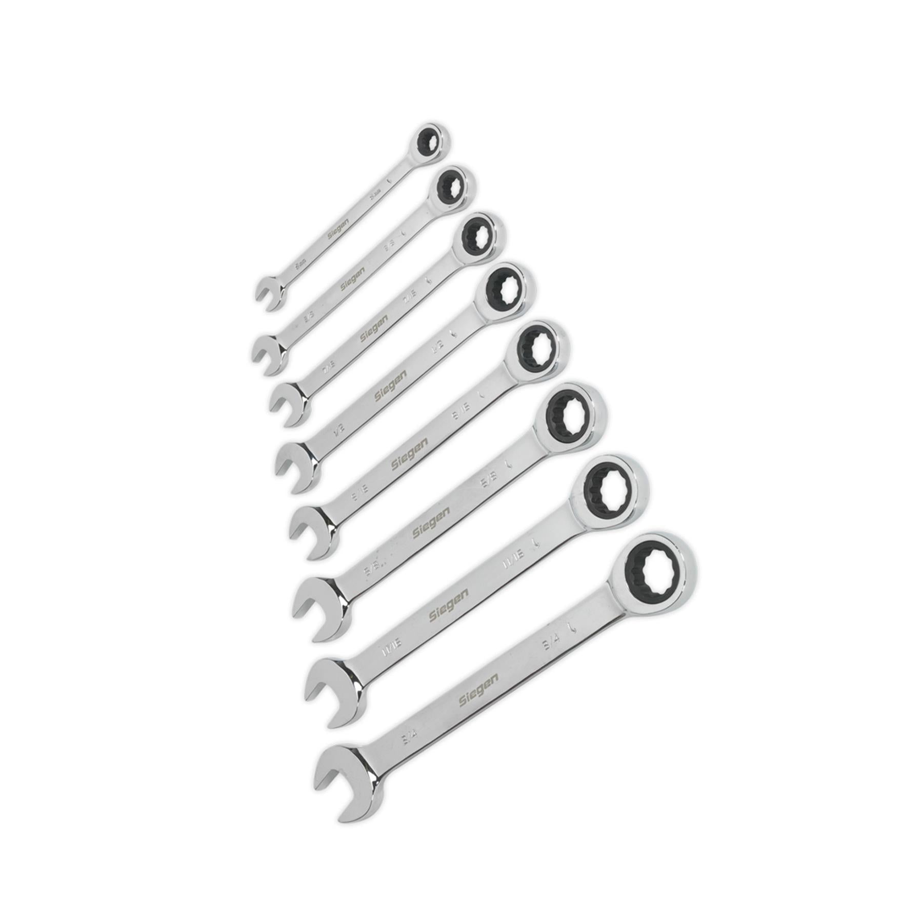 Sealey Combination Ratchet Spanner Set 8pc Imperial