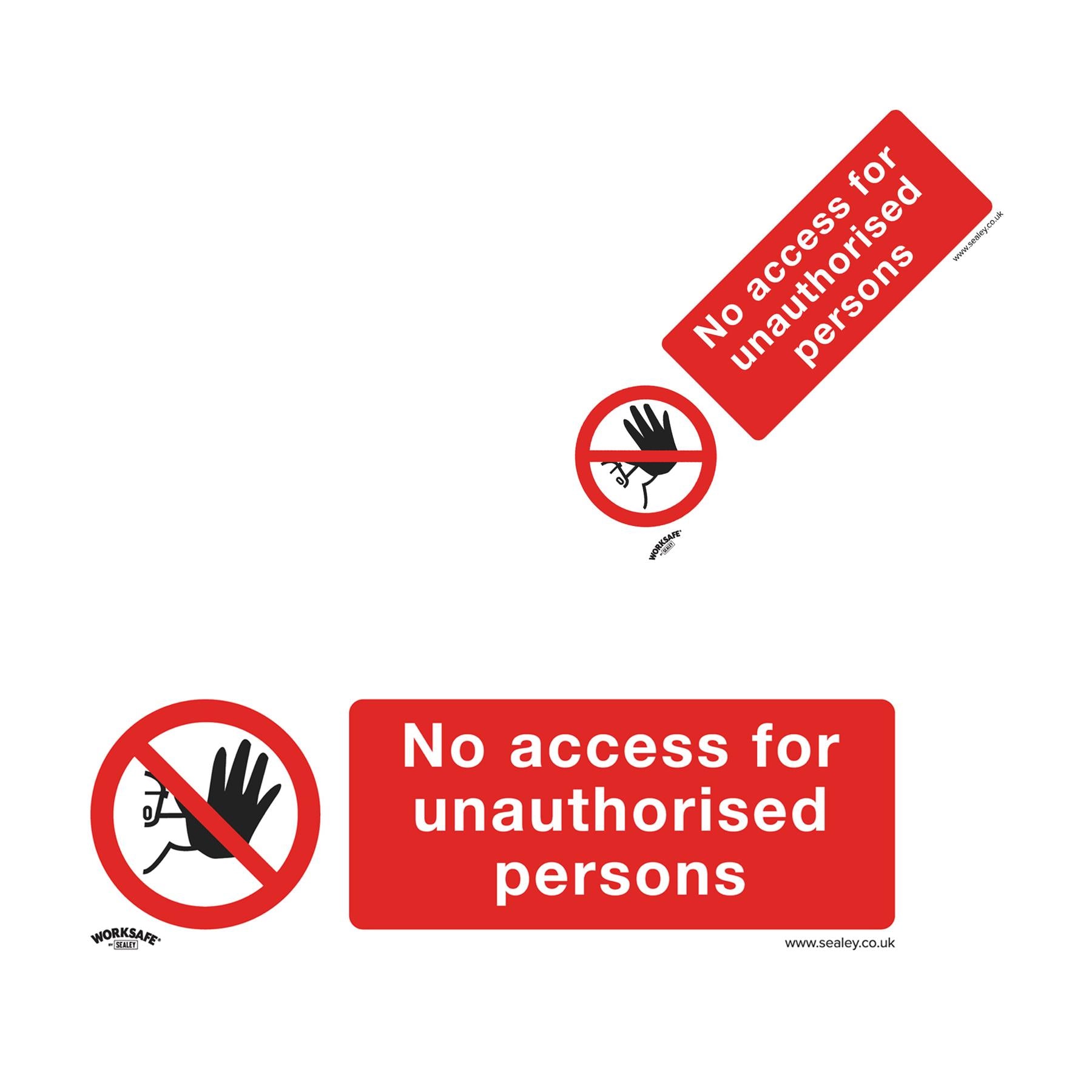 Sealey Safety Sign - No Access - Self-Adhesive Vinyl - Pack of 10