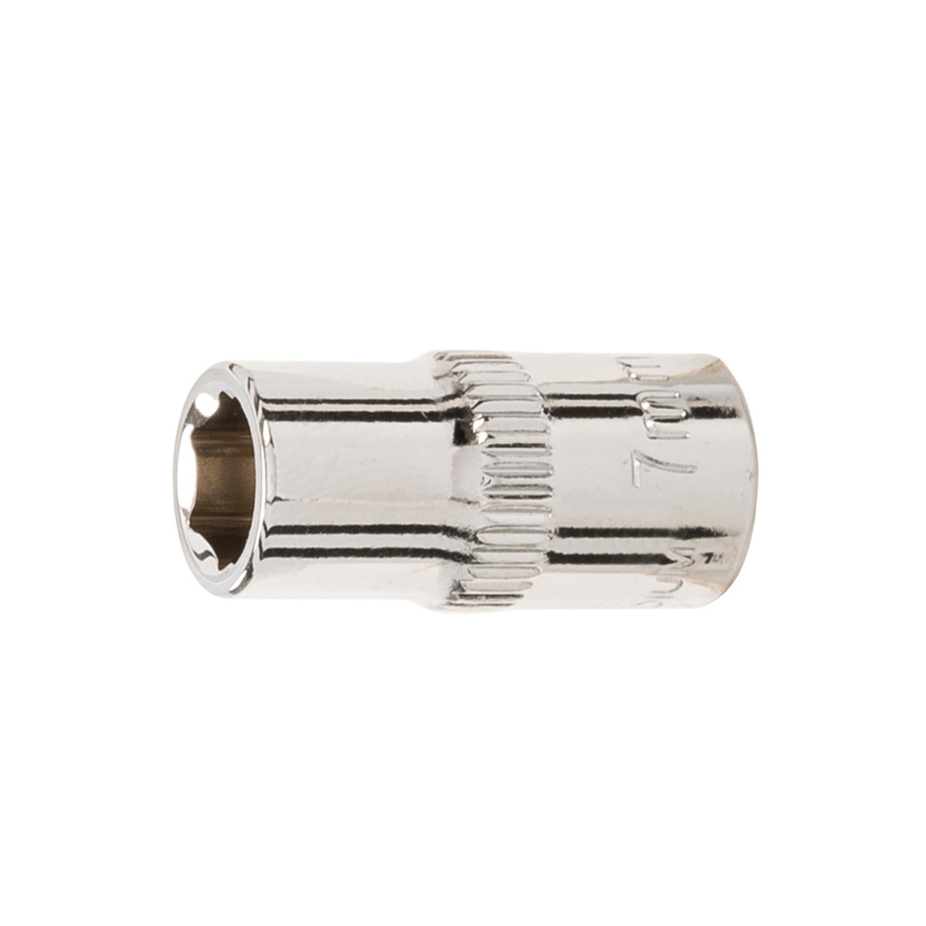 Quality Socket 1/4" Drive Metric Hex Square 7mm Individual Hex Polished Crv