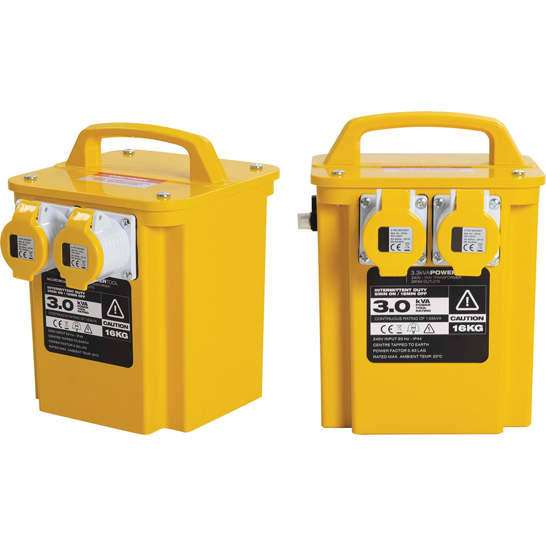 3KVA Portable Site Transformer 110v Twin Outlet 16 Amp 3000W Rubber Cable 3 Core