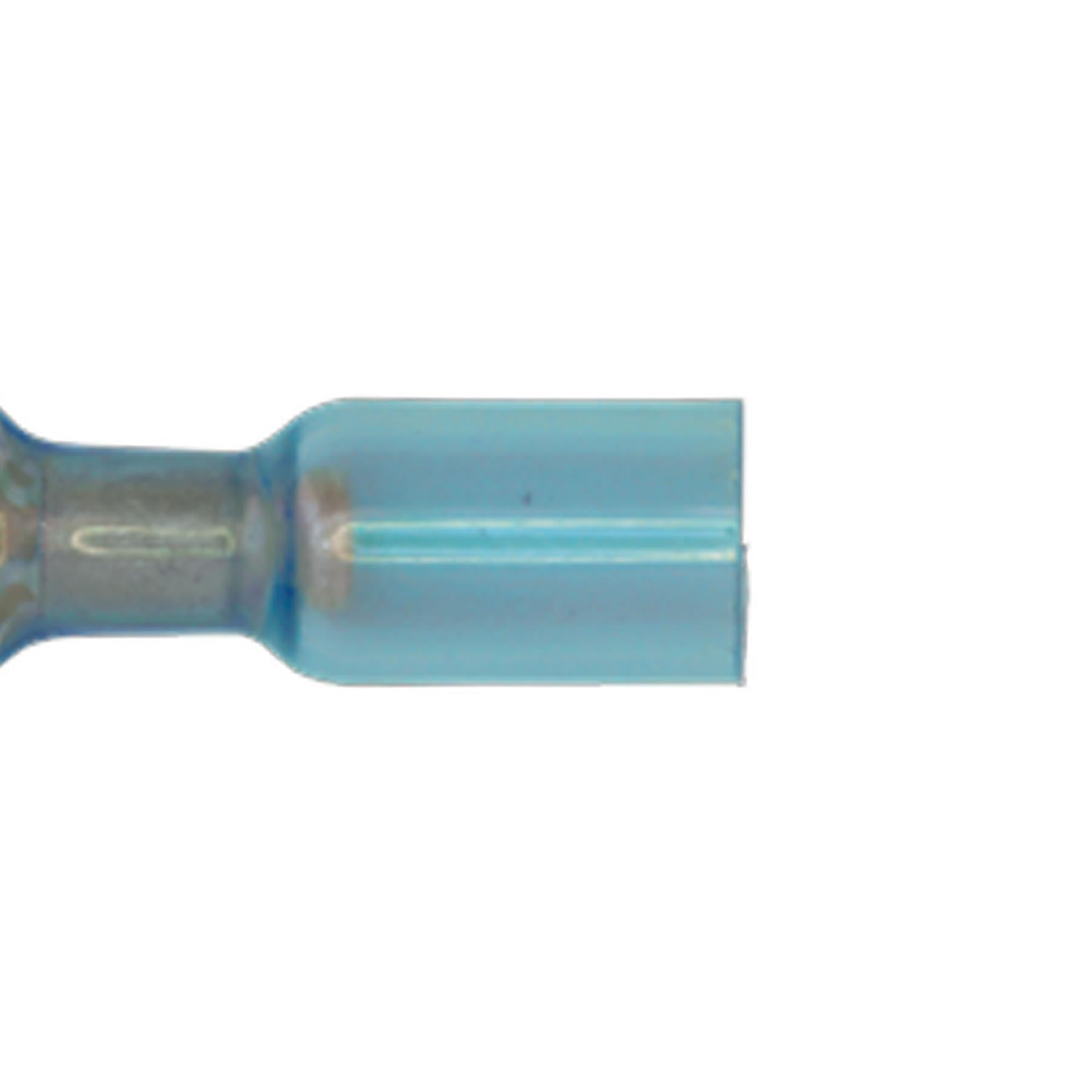 Heat Shrink Push-On Terminal 6.4mm Female Blue Pack of 25. Sealey