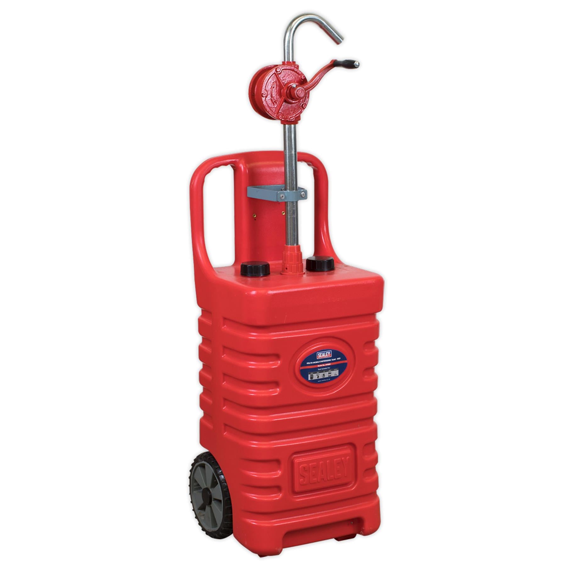 Sealey Mobile Dispensing Tank 55L with Oil Rotary Pump - Red