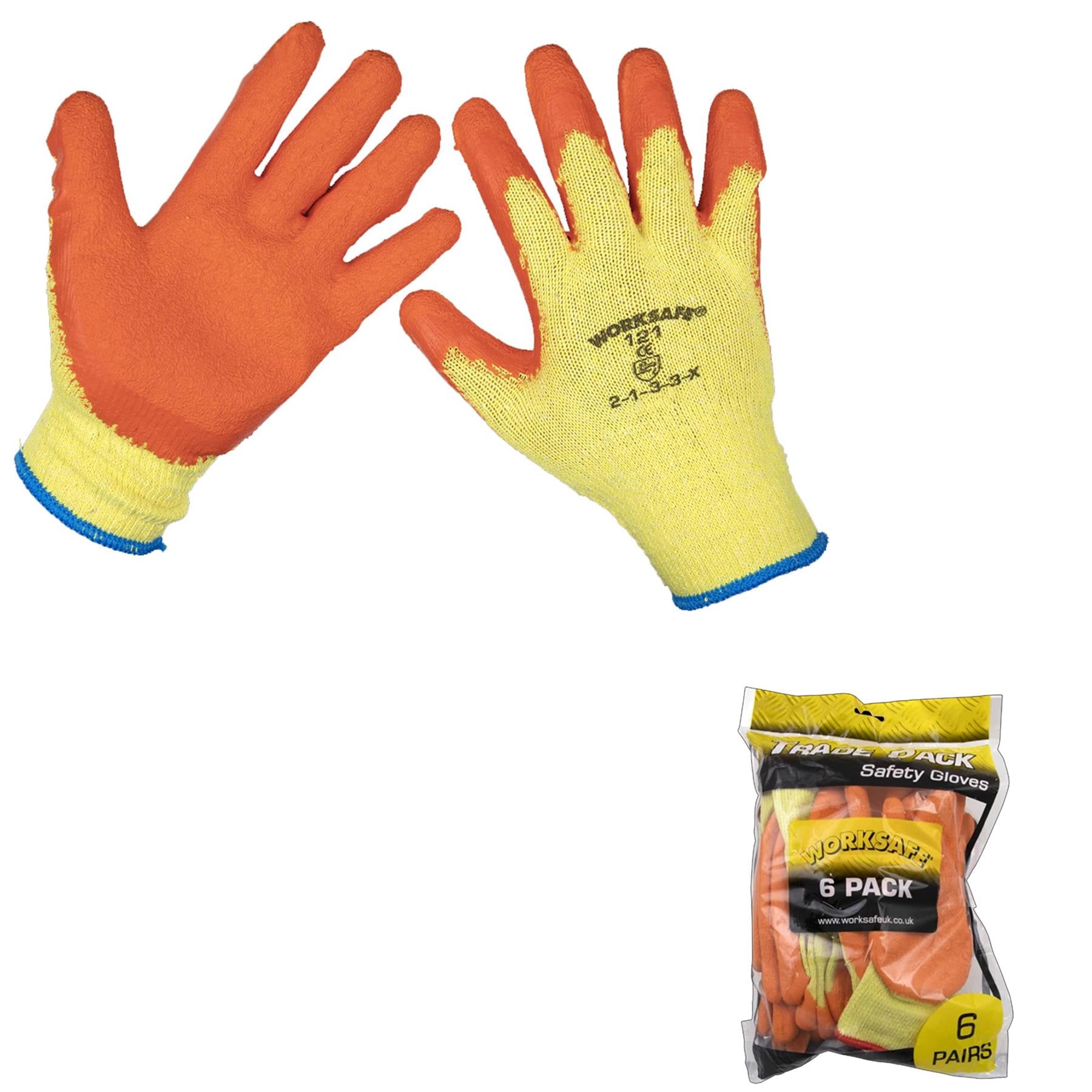 Sealey Super Grip Knitted Gloves Latex Palm (Large)-Pack of 6 Prs