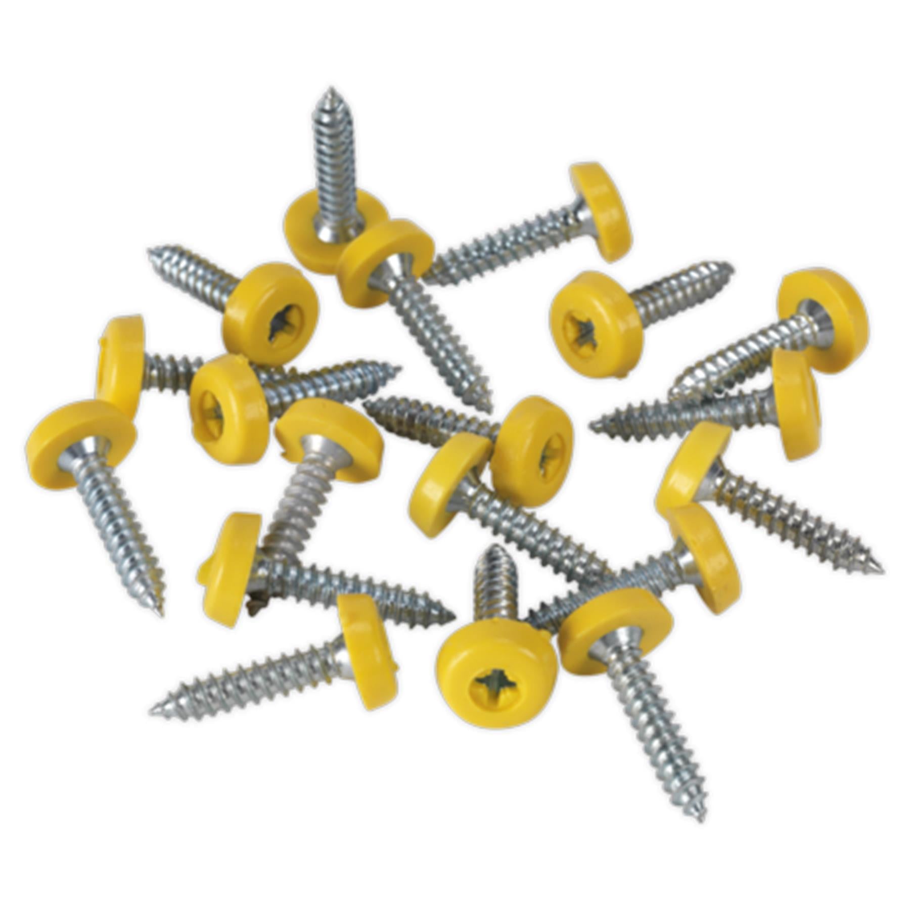 Sealey Numberplate Screw Plastic Head 4.8 x 24mm Yellow Pk of 50