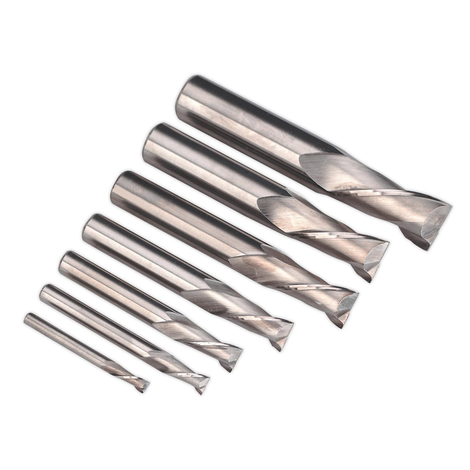 Sealey HSS End Mill Set 4-16mm 2 Flute Comprehensive Range Of High Quality