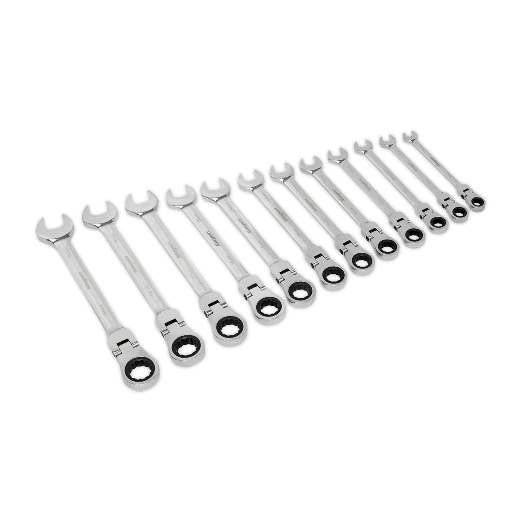 Sealey Flexible Head Ratchet Combination Spanner Set 12pc Metric