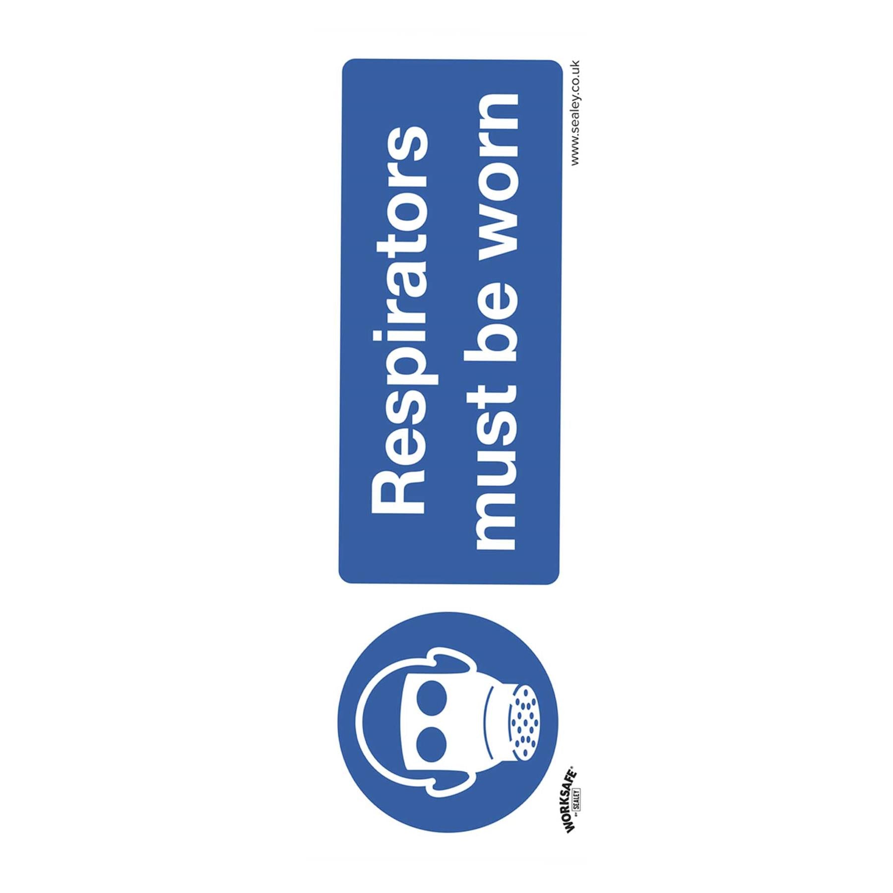 Sealey Mandatory Safety Sign - Respirators Must Be Worn - Rigid Plastic - Pack of 10