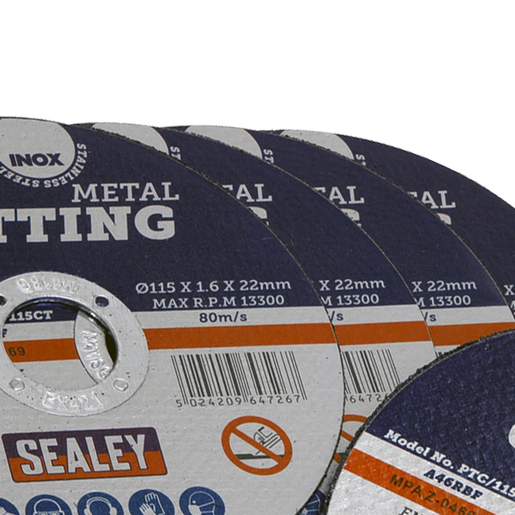 Sealey Cutting Disc �115 x 1.6mm 22mm Bore Pack of 5