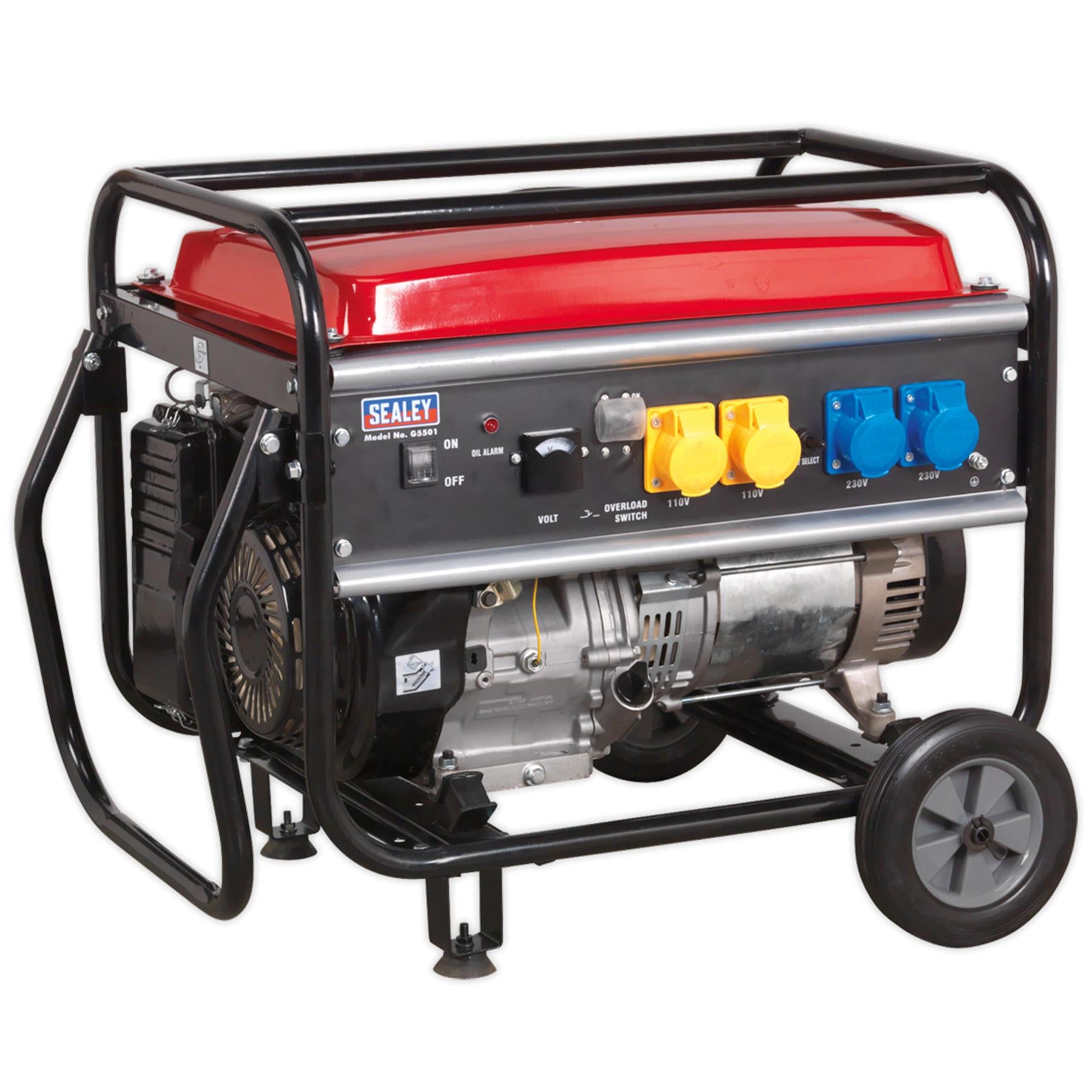 Sealey Generator 5500W 110/230V 13hp Two Wheels And a large handle,