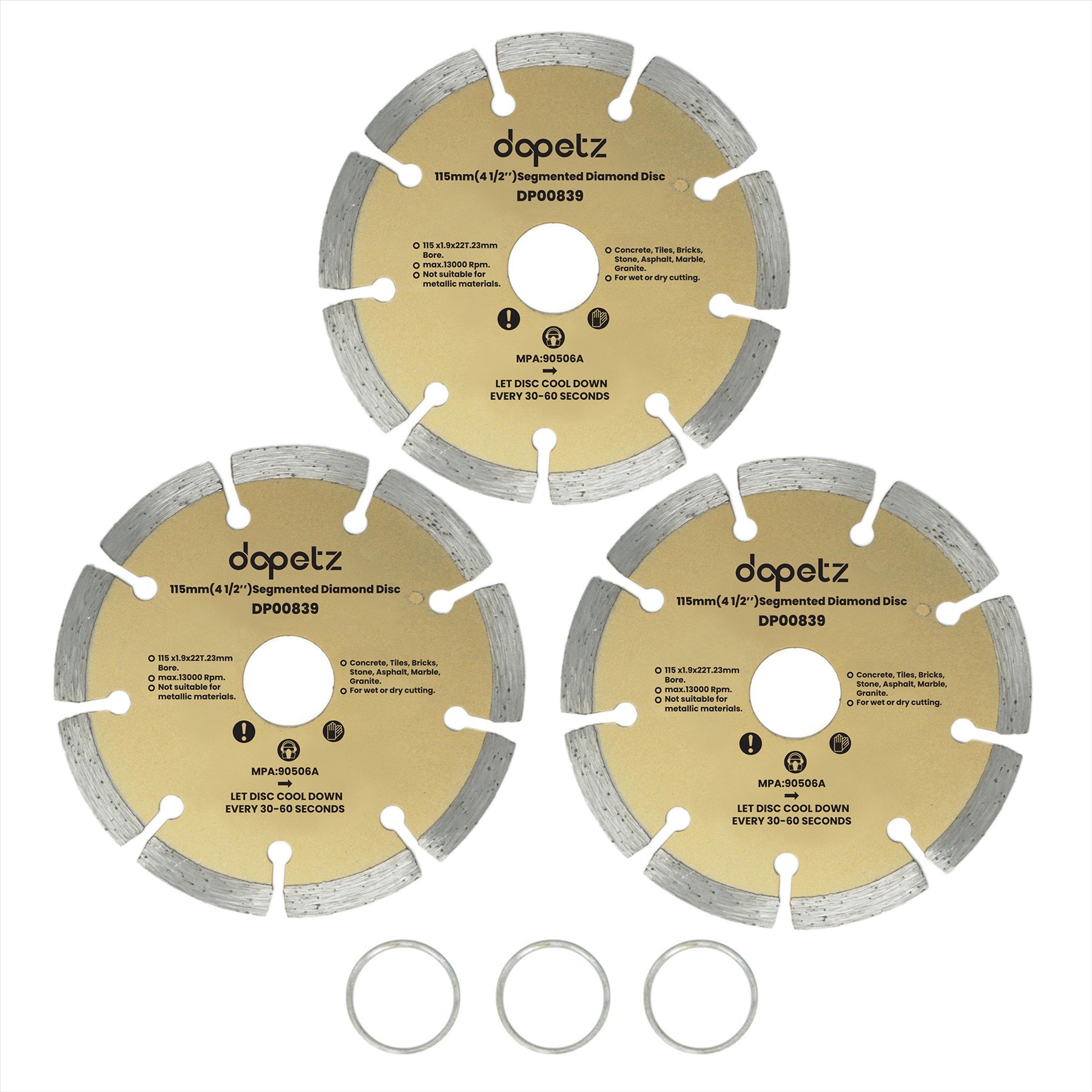 3x 115mm 4.5" Diamond Angle Grinder Grinding Stone Brick Concrete Cutting Disc 3