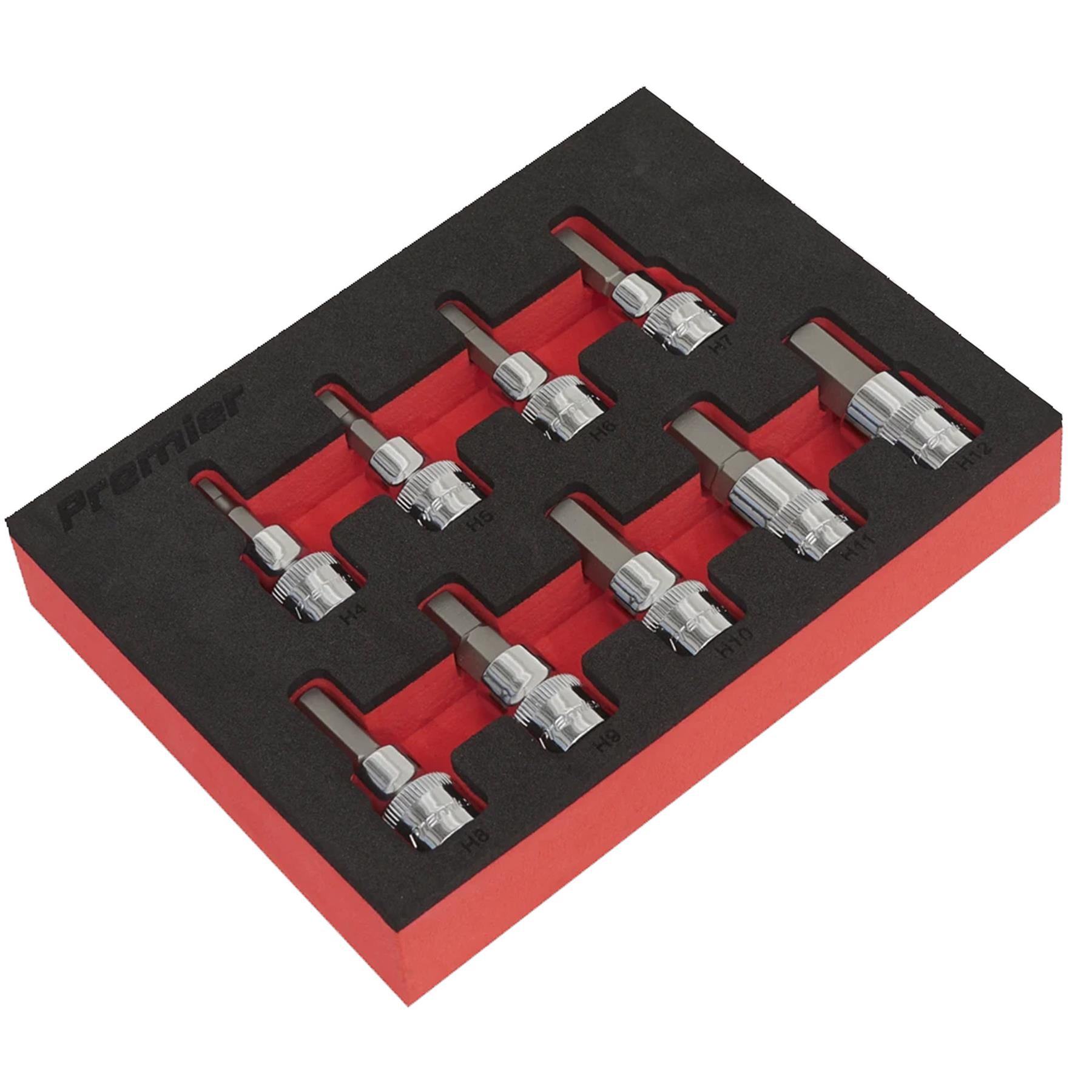 Sealey Hex Socket Bit Set 9pc 3/8"Sq Drive Metric