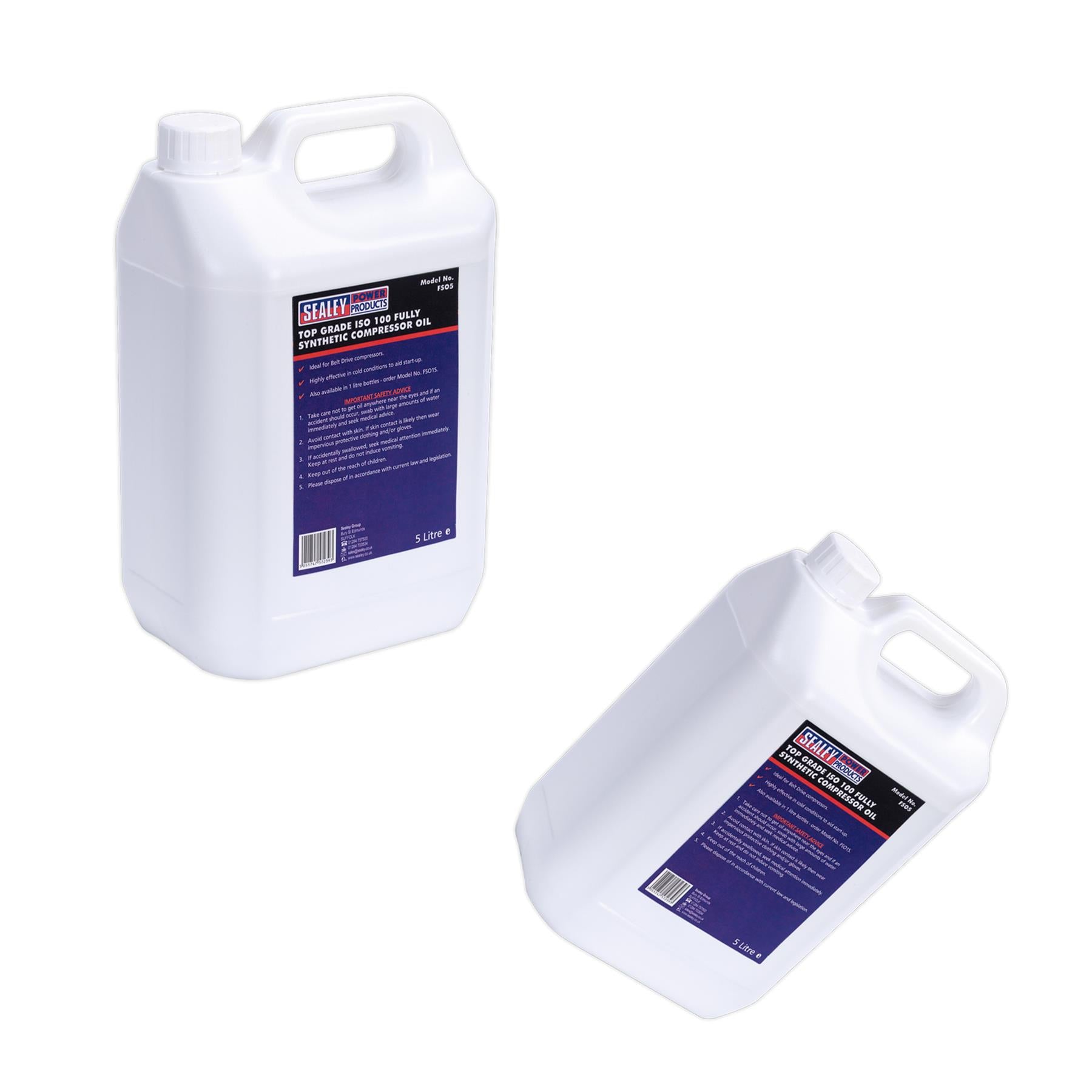 Sealey Compressor Oil Fully Synthetic 5Litre Container - FSO5