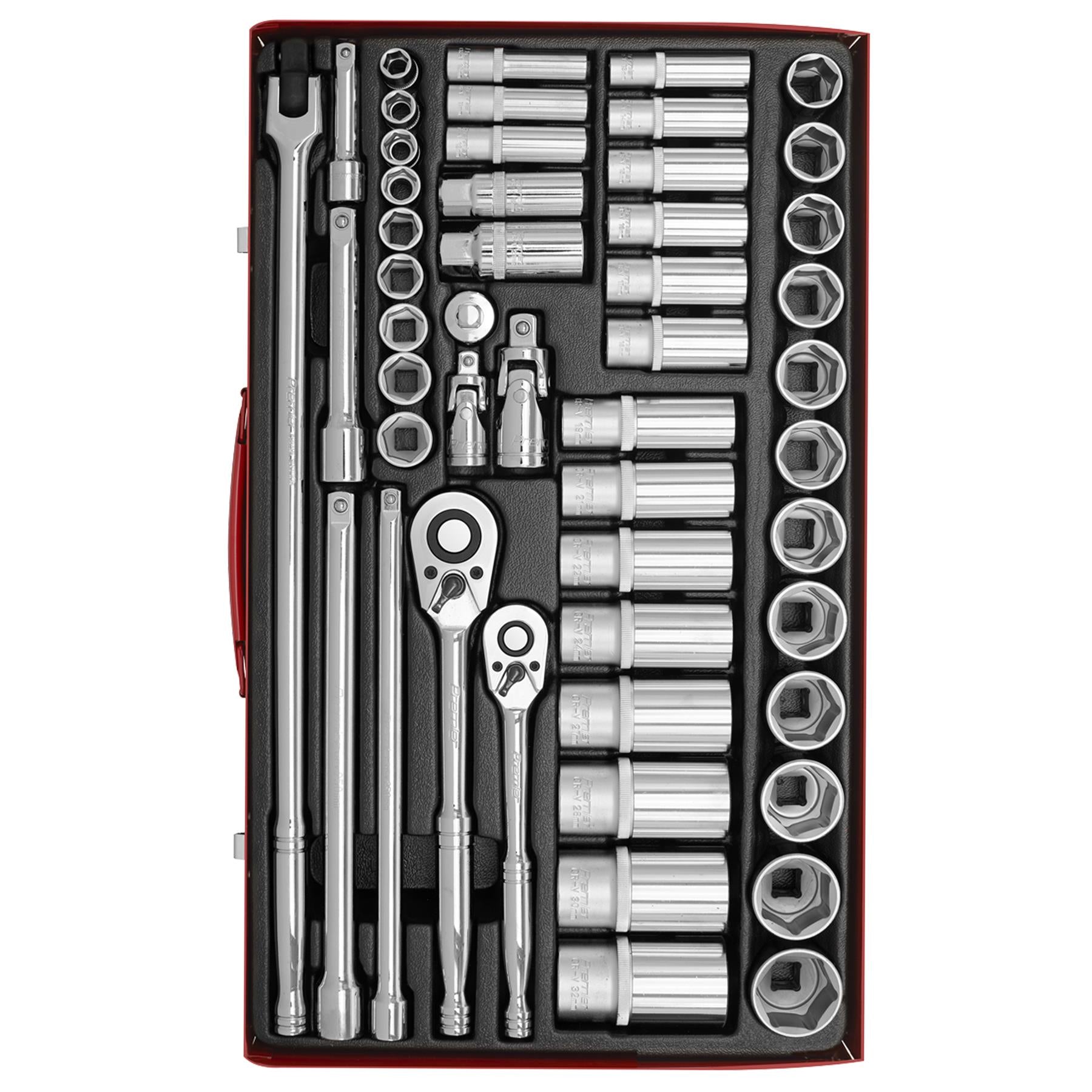 Sealey Socket Set 50pc 3/8" & 1/2"Sq Drive 6pt WallDrive - Metric
